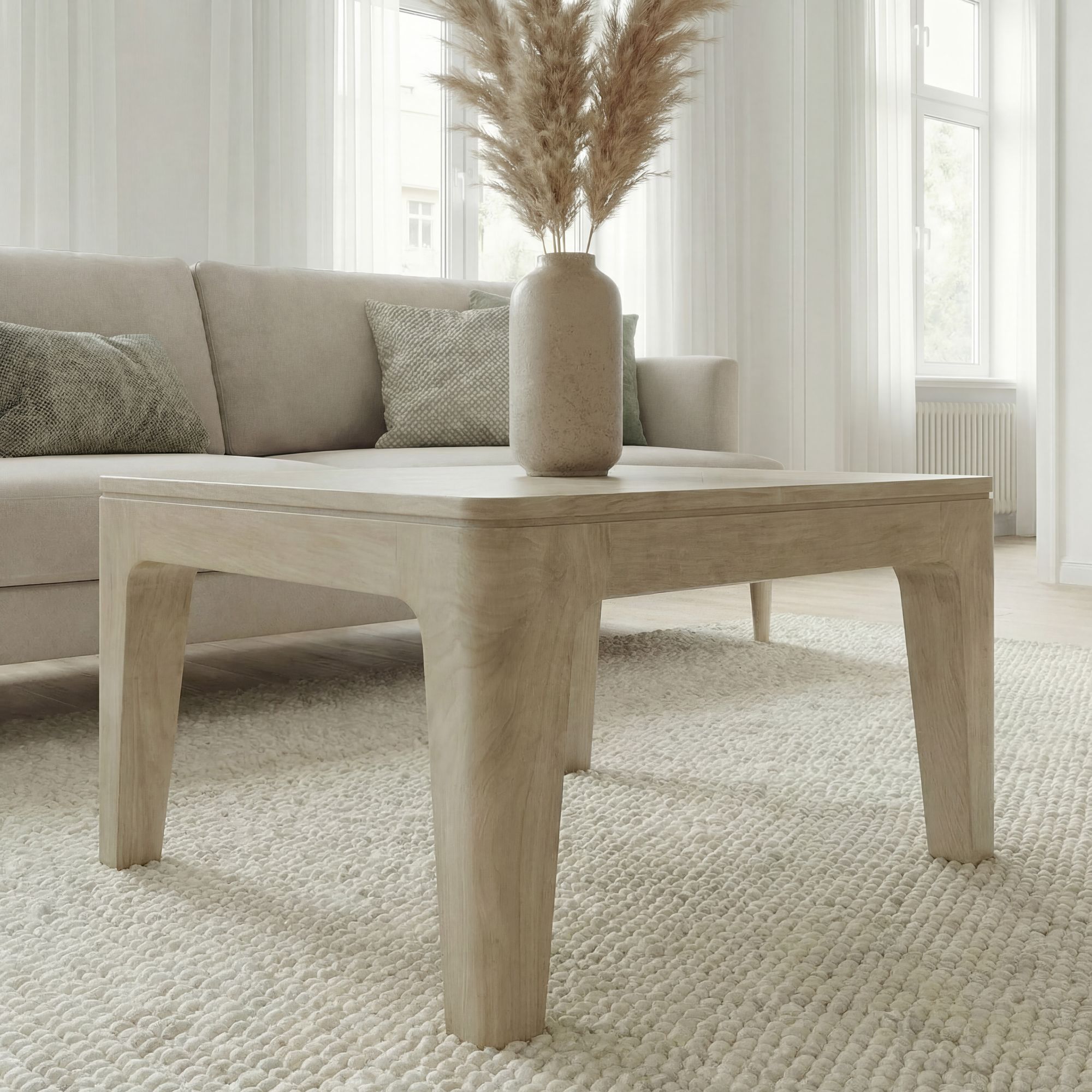 Couchtisch Slidre Mango Massivholz Weiß 60 × 60 × 32 cm