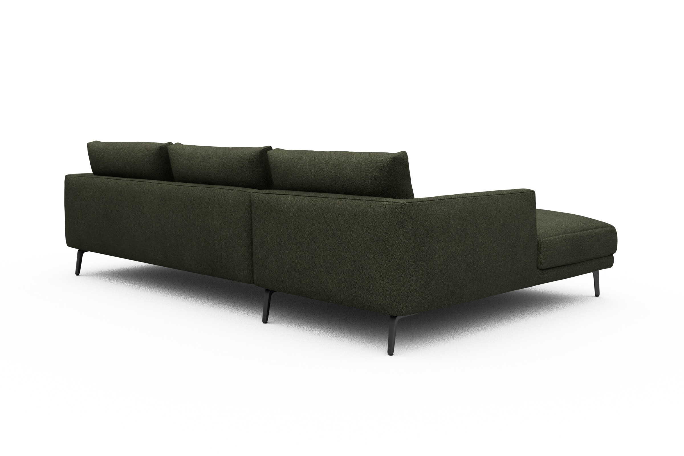 Ecksofa Karl Chaiselongue links mit 2,5-Sitzer Boucle-Forest-Green
