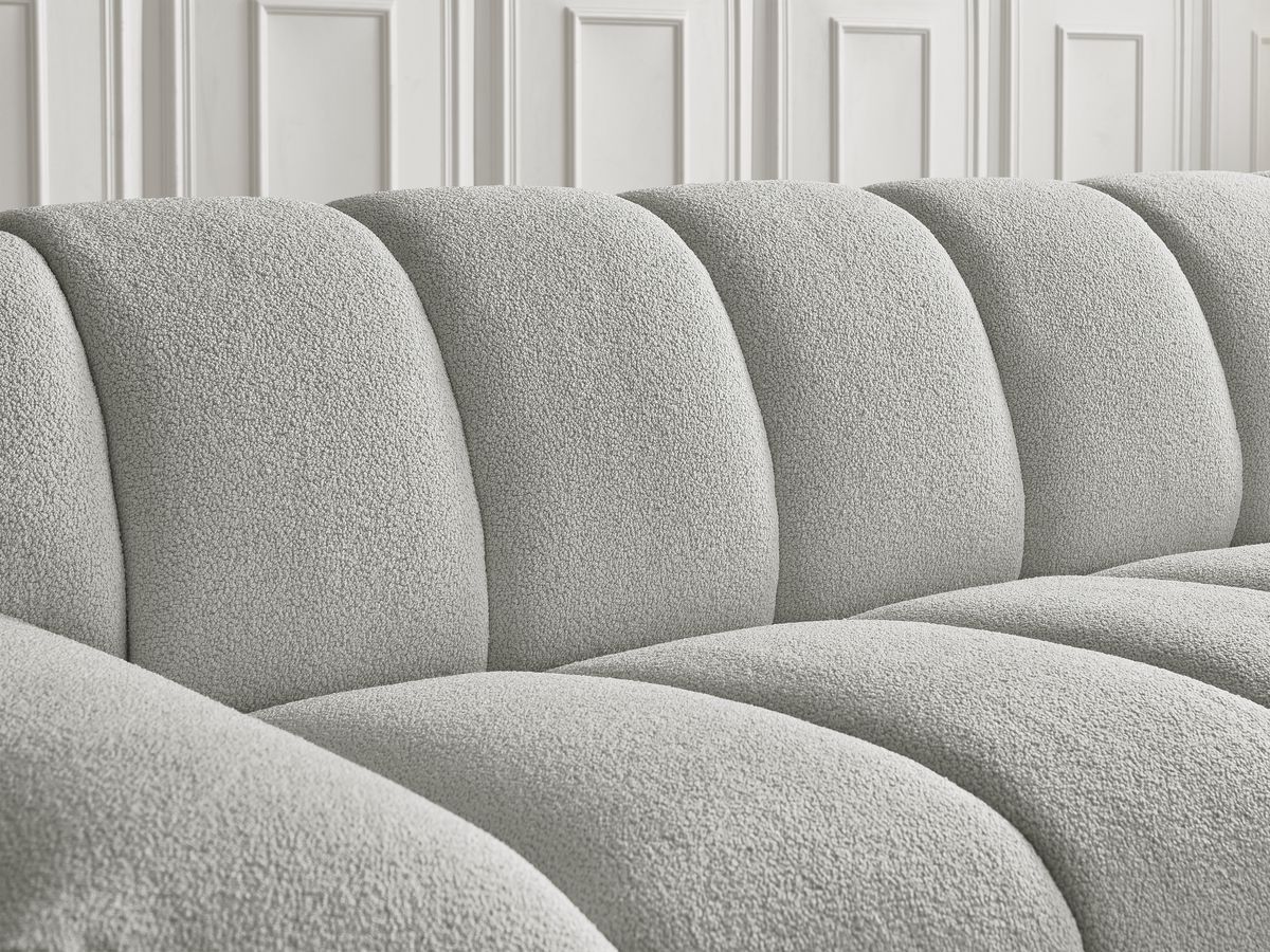 Bobochic Hayden Sofa 2-Sitzer Bouclé-Stoff Hellgrau