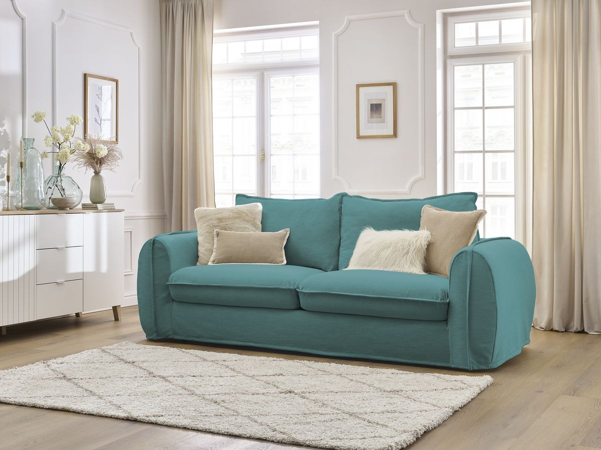 Bobochic Archimede Schlafsofa 3-Sitzer Stoff Hellblau, Liegefläche 160 × 194 cm