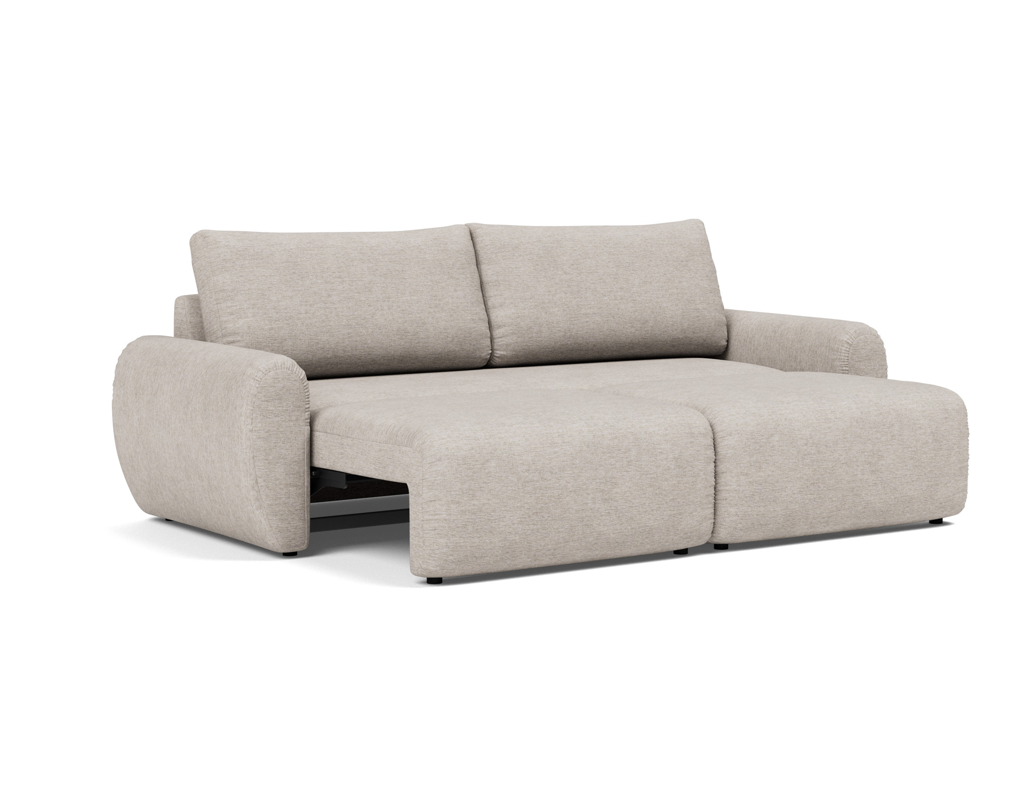Schlafsofa Norum mit Curve-Armlehnen Chenille Yuveno 471-Sand