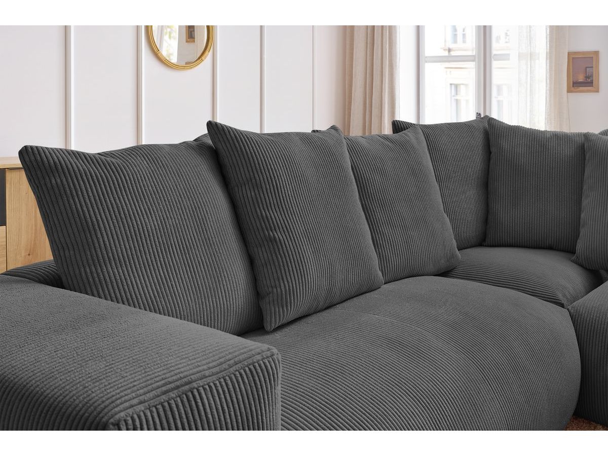 Bobochic Voltaire Ecksofa 268 × 214 cm Cordsamt Dunkelgrau Ecke rechts