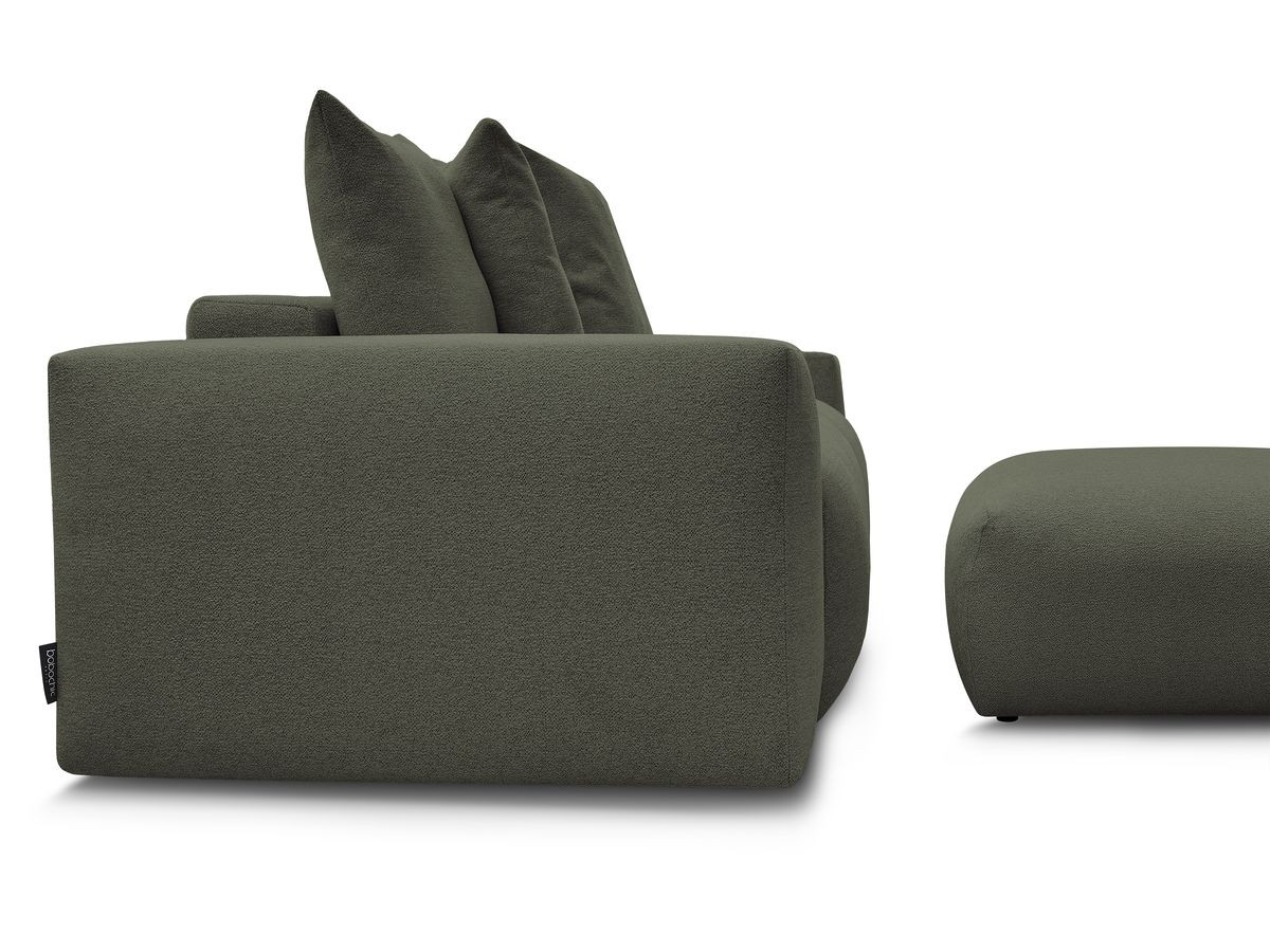 Bobochic Voltaire Schlafsofa 4-Sitzer mit Bettkasten und Pouf Melange-Stoff Grün