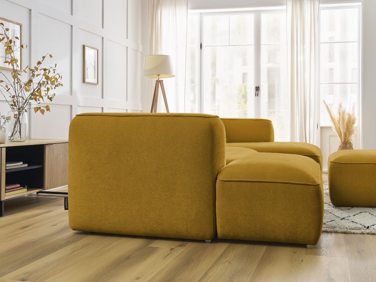 Bobochic Zephyr Wohnlandschaft mit Pouf Strukturstoff Gelb