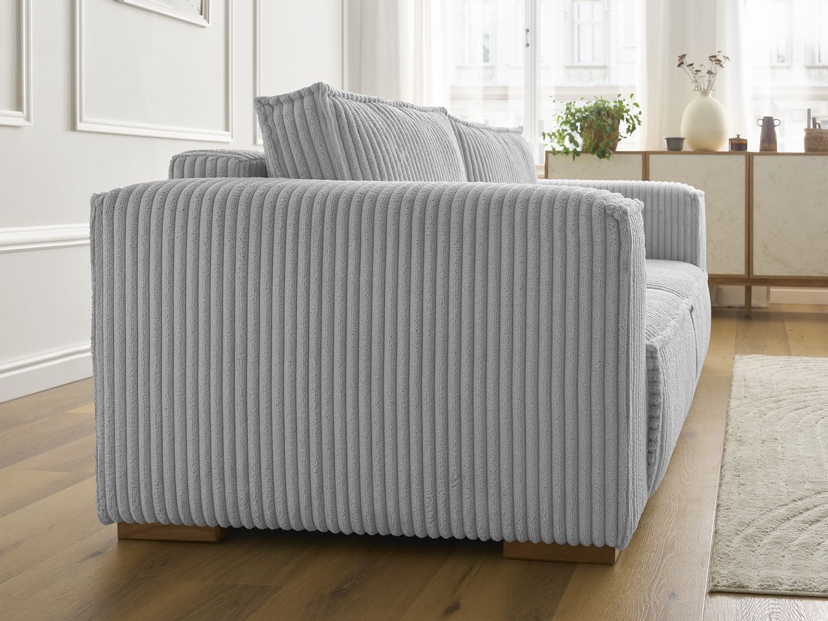 Bobochic Chelsea Sofa 2-Sitzer Breitcord weich Hellgrau