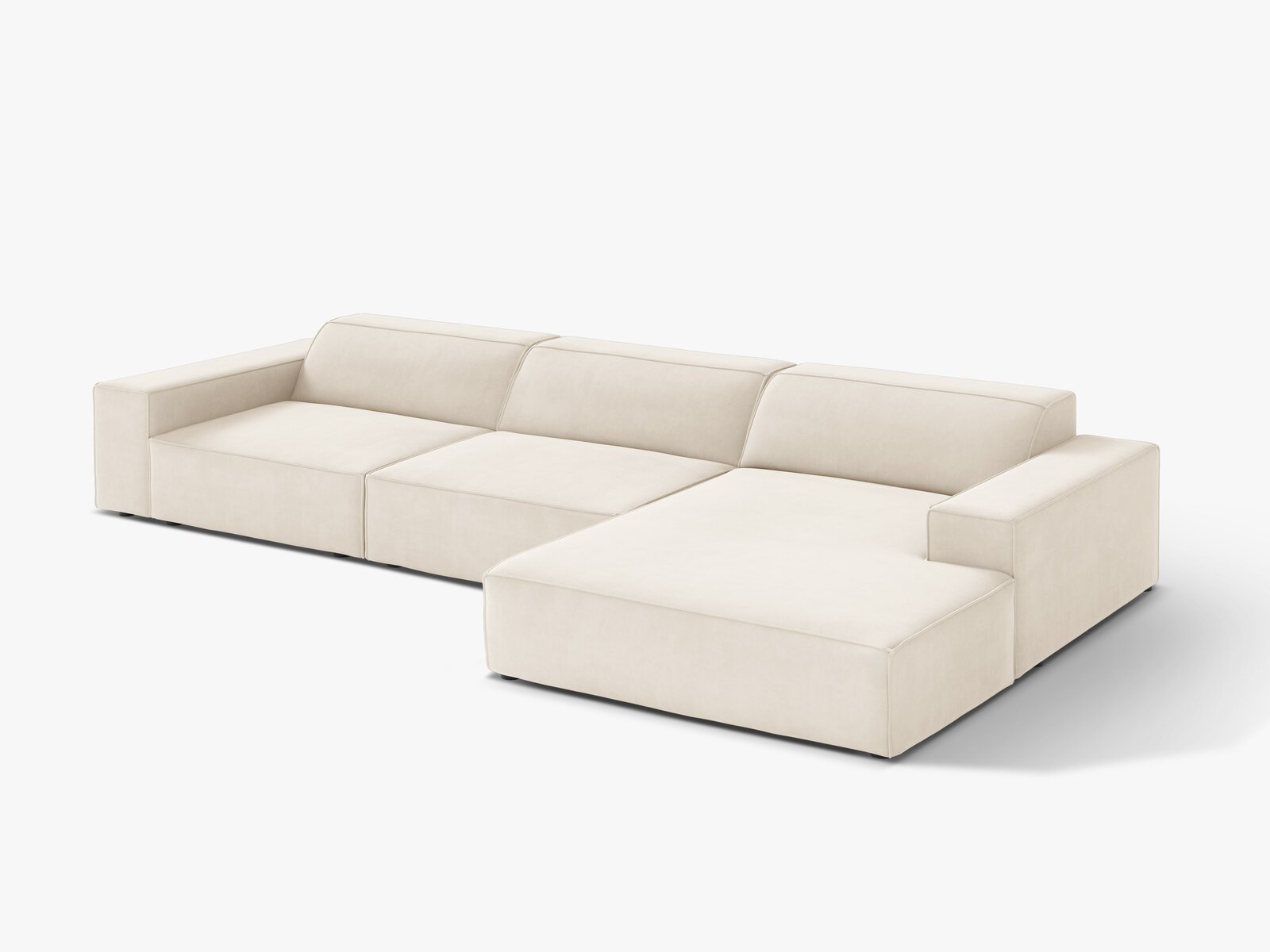 Micadoni Ecksofa Jodie 4-Sitzer Rechts Samt Bluvel Helles Beige