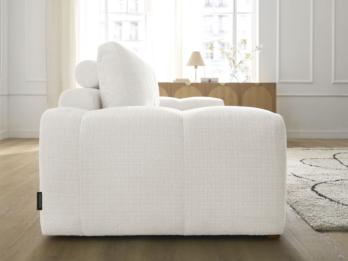 Bobochic Anakin Sofa 3-Sitzer, 2 Kissen Strukturstoff Weiß
