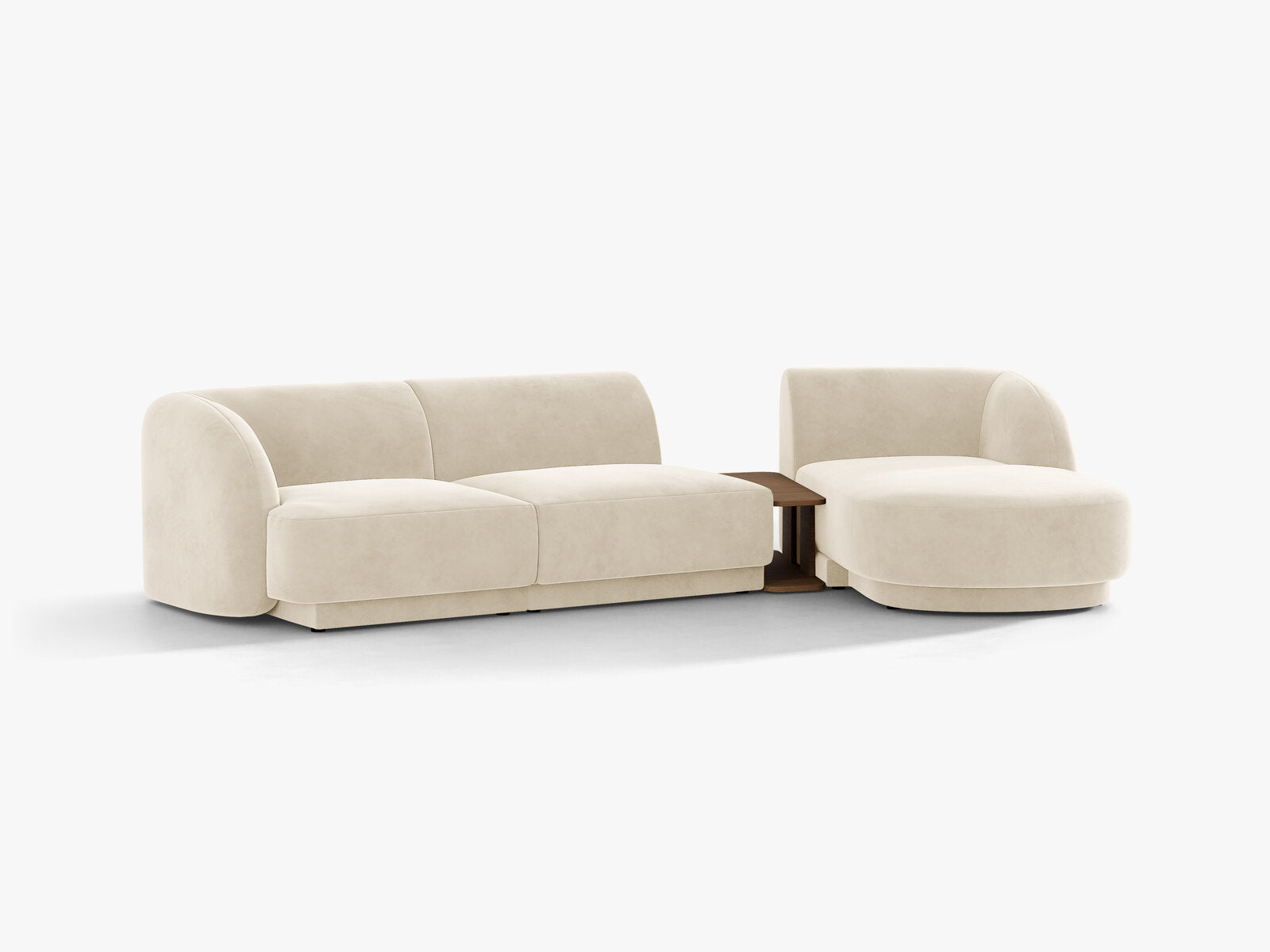 Micadoni Modulares Sofa Miley mit Recamiere 3-Sitzer Rechts Samt Venus Helles Beige