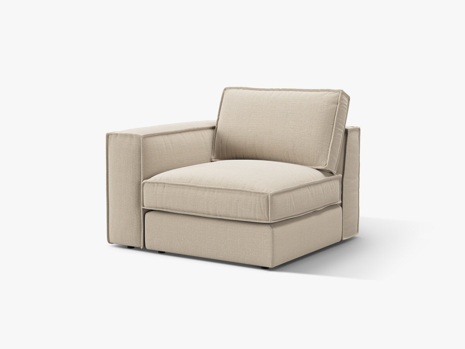 Micadoni Eckmodul mit Armlehne Pola Links Strukturierter Stoff Babel Beige