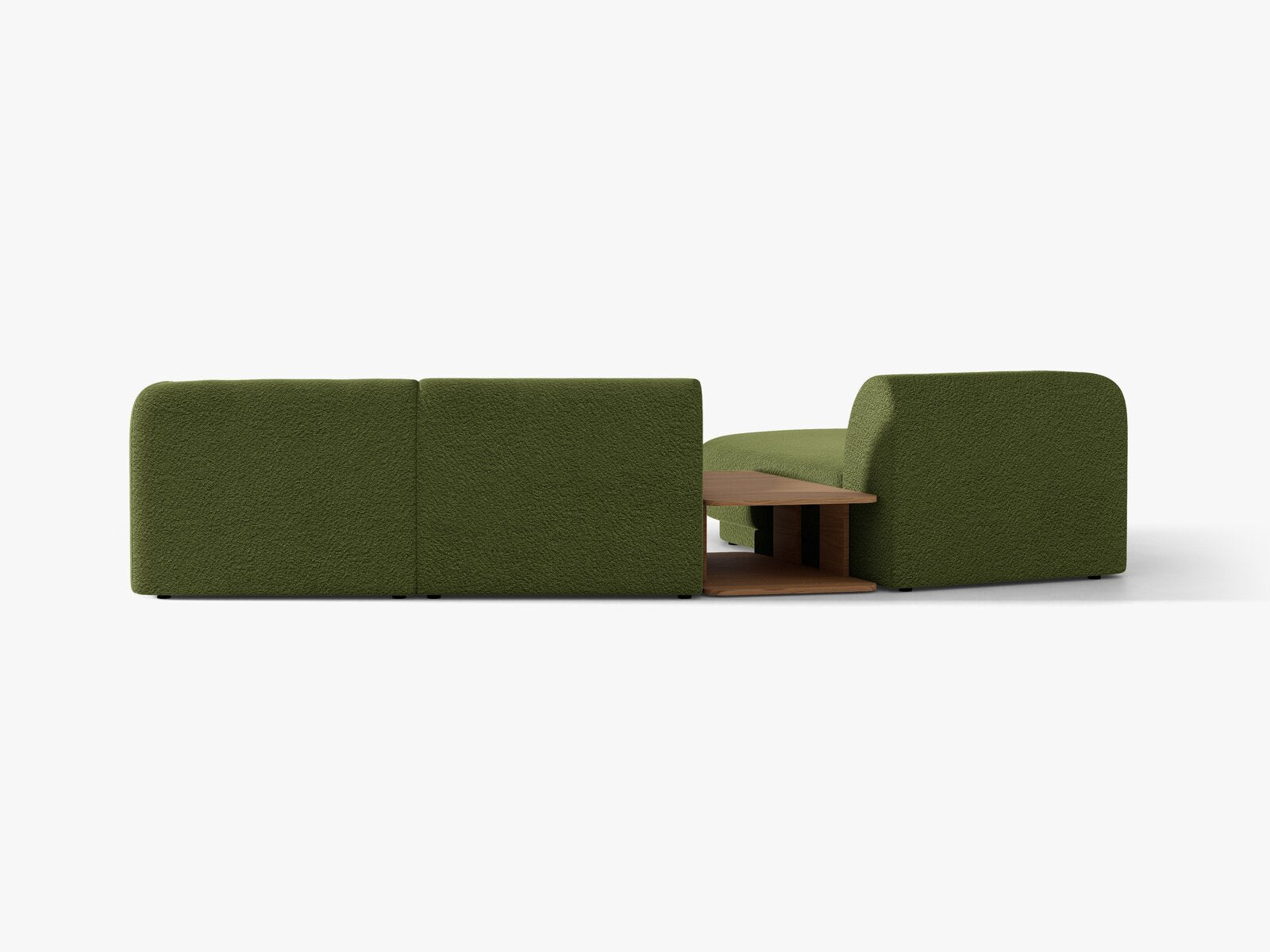 Micadoni Modulares Sofa Miley mit Recamiere 3-Sitzer Links Boucle Baloo Dunkel-Olivgrün