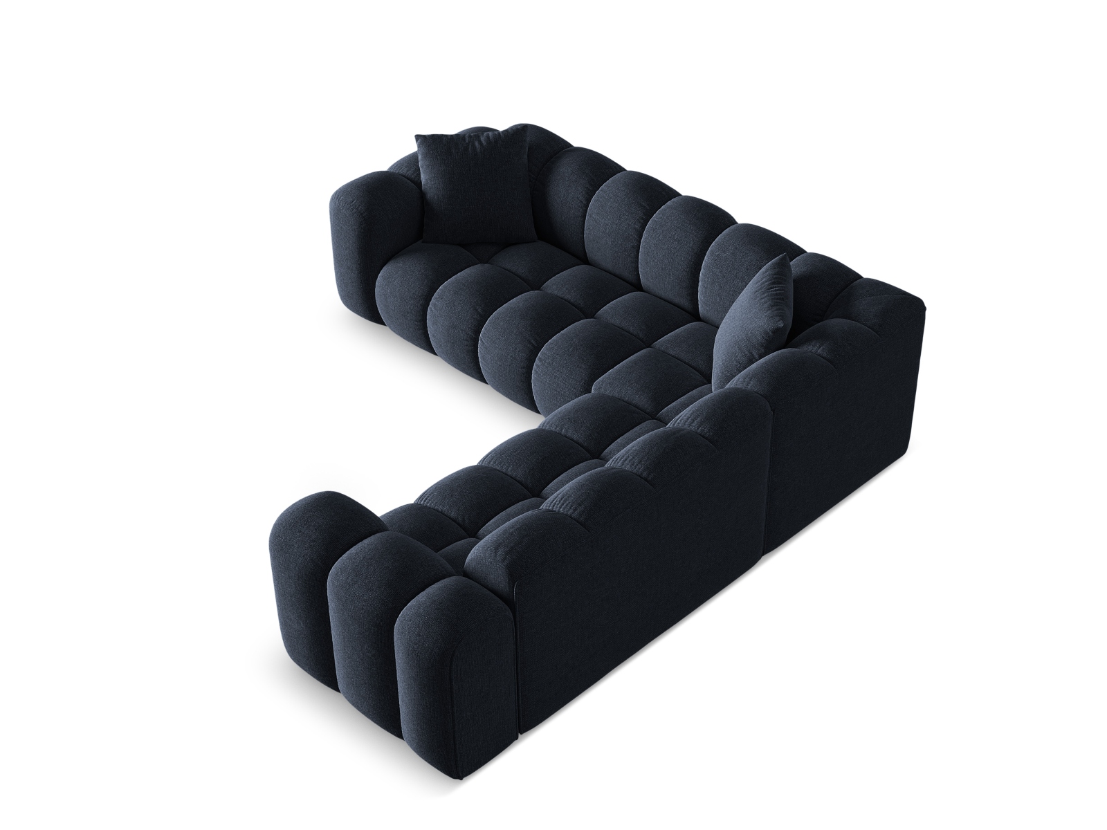Cosmopolitan Design Symmetrisches Ecksofa Treno 3-Sitzer Chenille Eden Marineblau