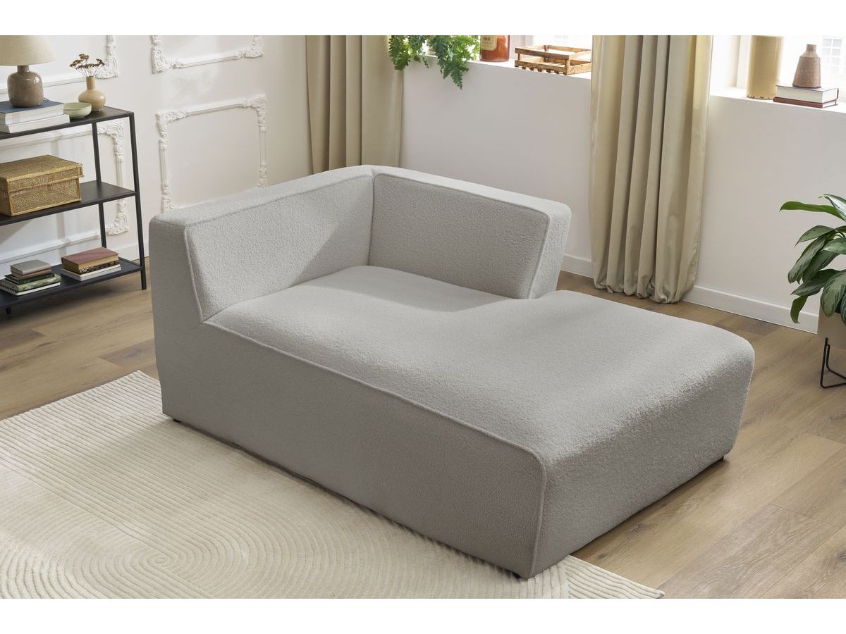 Bobochic Megeve Méridienne-Modul Bouclé-Stoff Hellgrau Ecke rechts