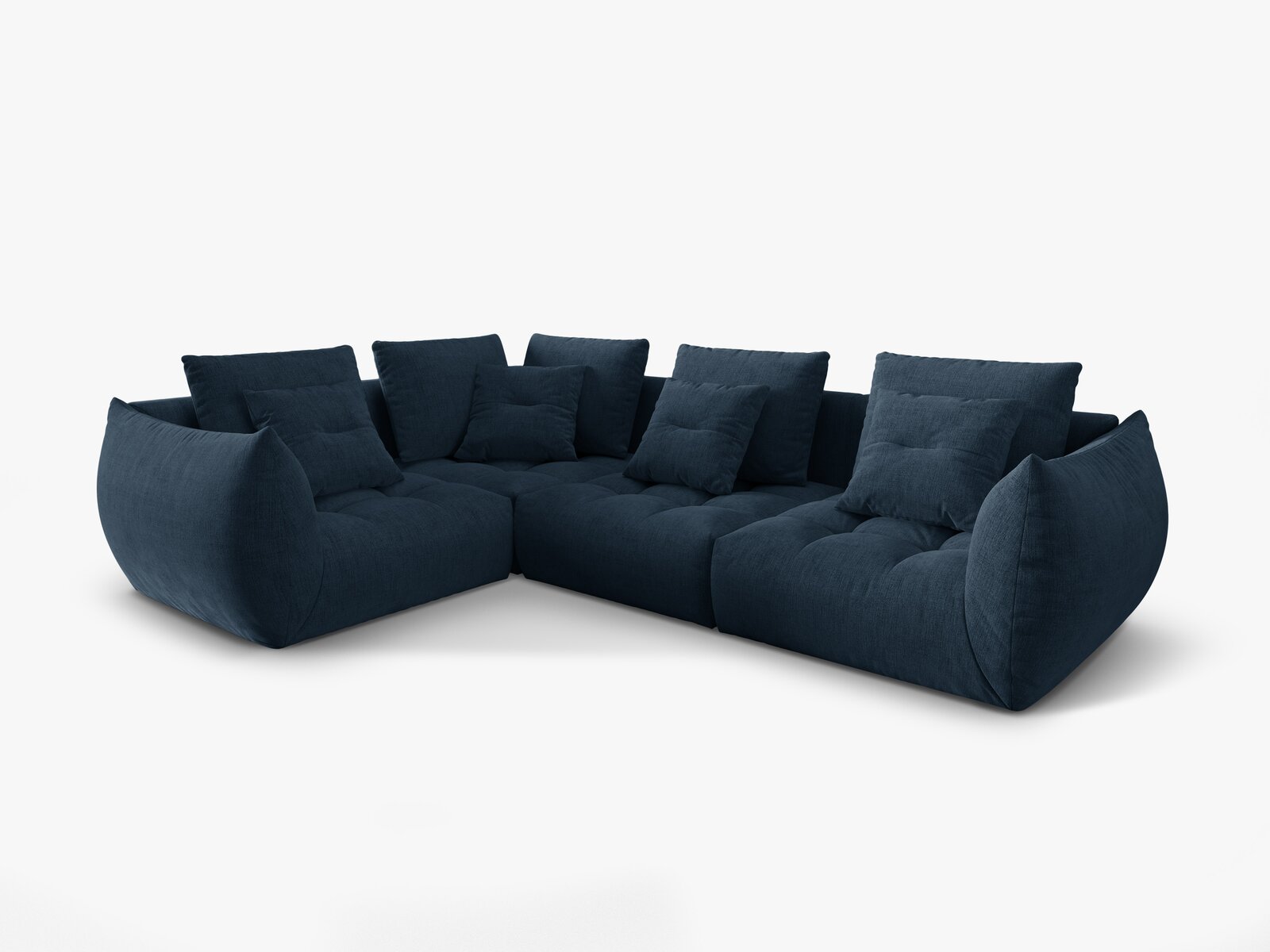 Micadoni Ecksofa Bloom 4-Sitzer Strukturierter Stoff Wind Marineblau Links