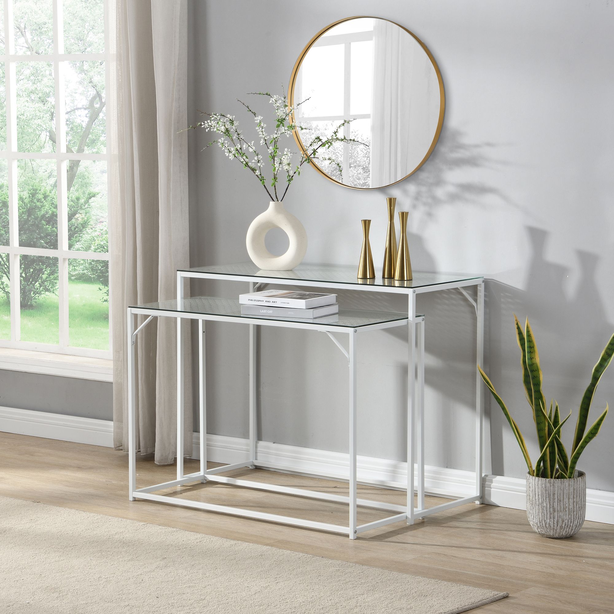Konsolentisch Naerbo Glas Weiß 100 × 40 × 77 cm
