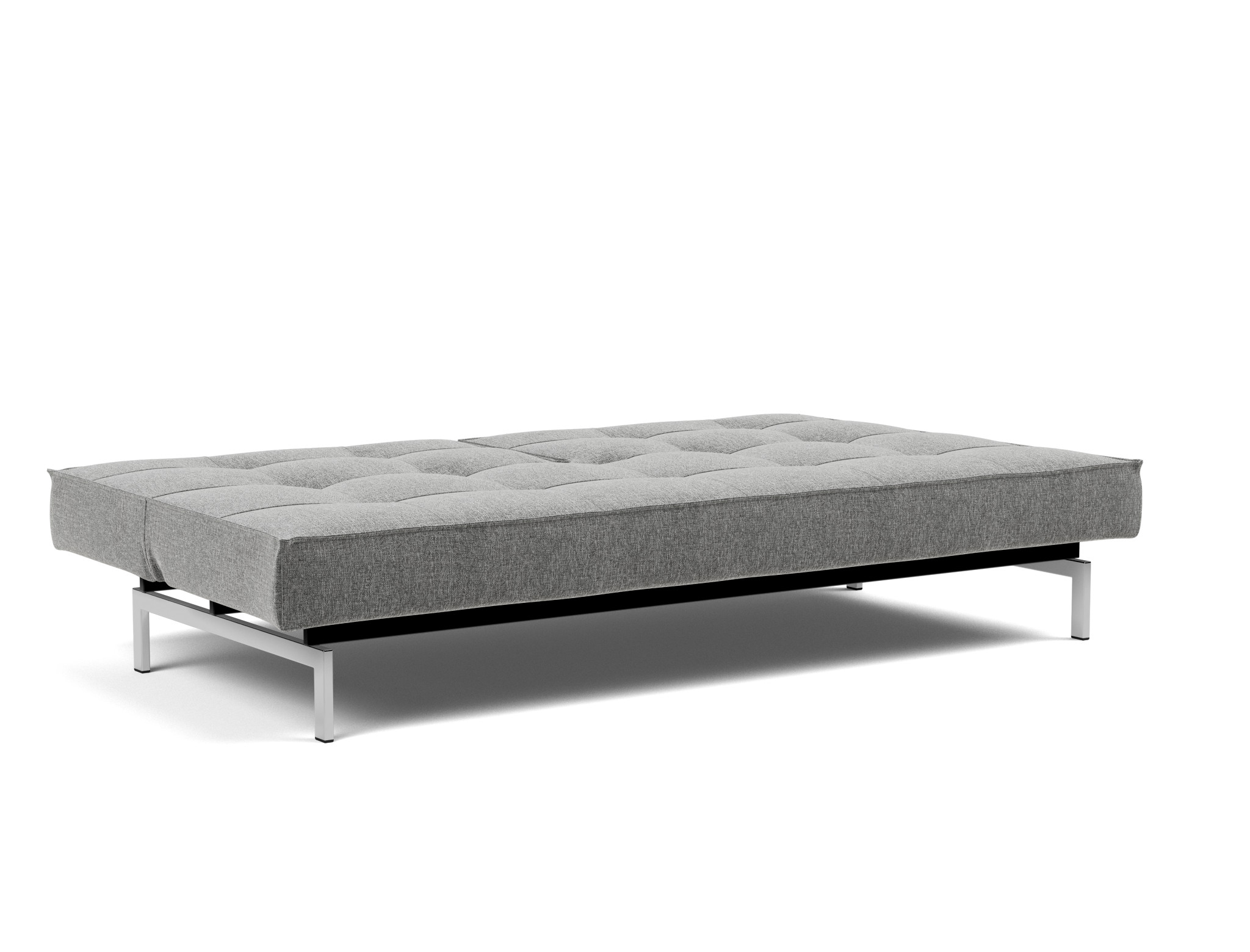 Schlafsofa Splitback Strukturierter Stoff Twist 563-Charcoal Beine Chrom