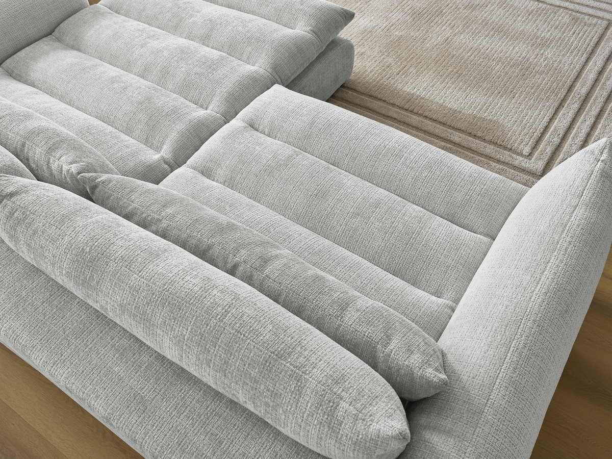 Bobochic Neil Ecksofa Strukturstoff Hellgrau Ecke rechts