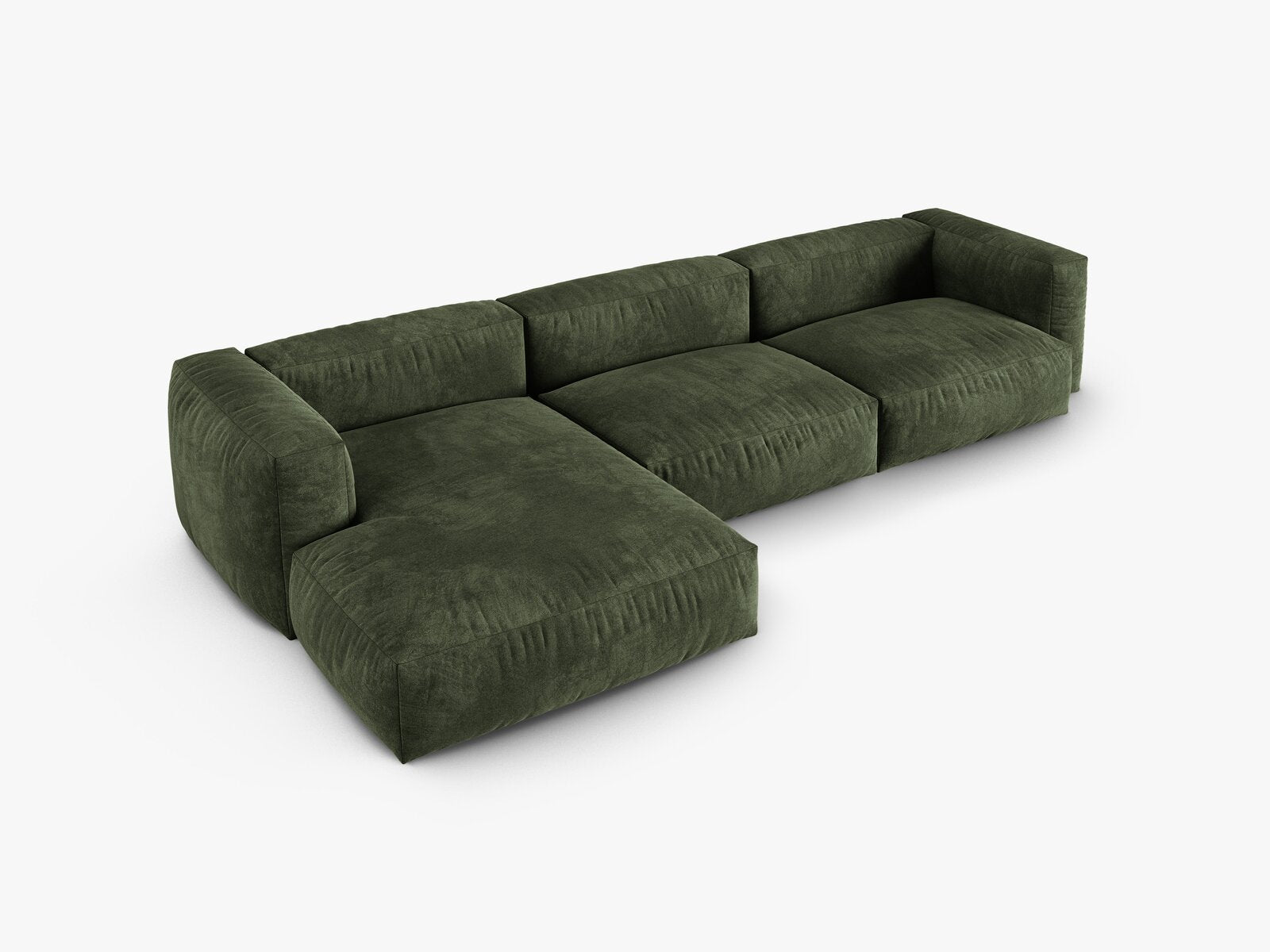 Micadoni Ecksofa Martina 3-Sitzer 90cm Sitztiefe Links Samt Vogue Grün