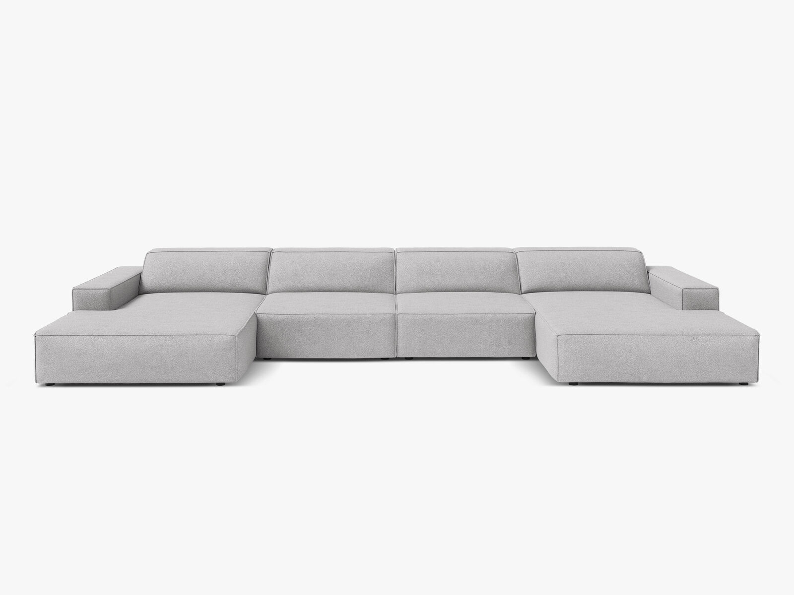Micadoni Panorama-Sofa Jodie 6-Sitzer Boucle Baloo Hellgrau
