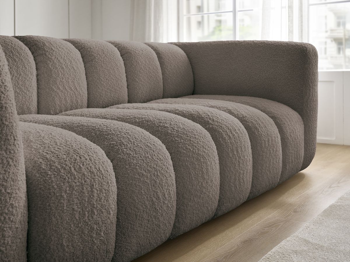 Bobochic Talia Sofa 3-Sitzer Bouclé-Stoff Braun