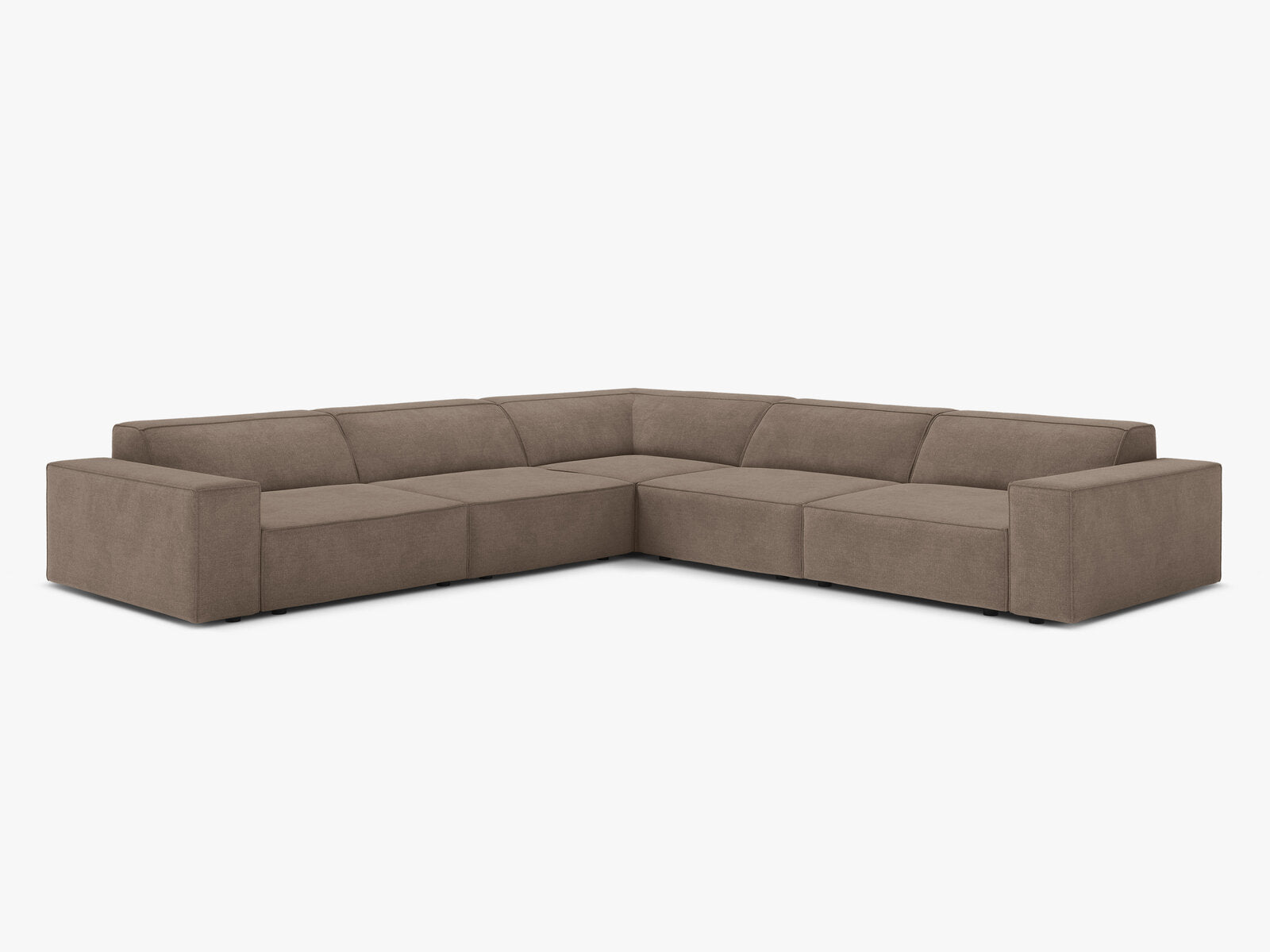 Micadoni Symmetrisches Ecksofa Jodie 6-Sitzer Strukturierter Stoff Liberty Cappuccino