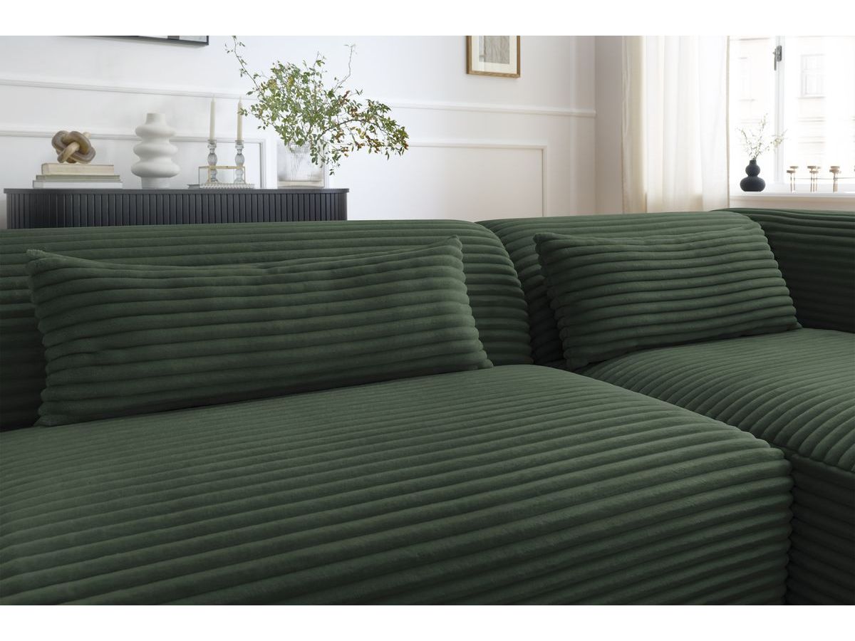Bobochic Harry Ecksofa Breitcord weich Grün Ecke rechts