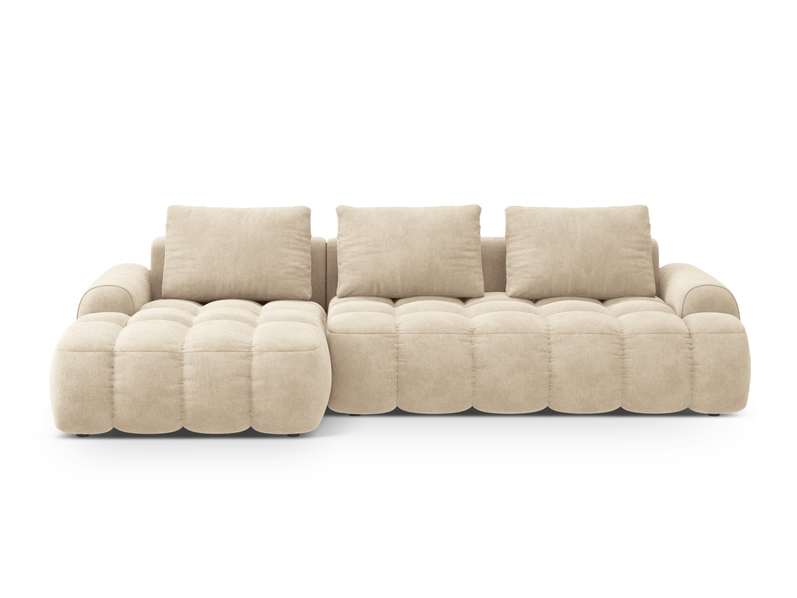 Cosmopolitan Design Ecksofa Linz 3-Sitzer mit Schlaffunktion Samt Vogue Helles Beige Links
