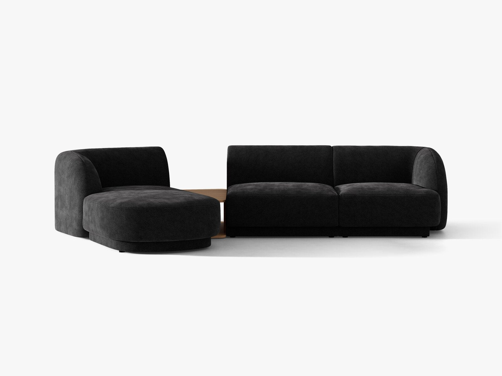 Micadoni Modulares Sofa Miley mit Recamiere 3-Sitzer Links Chenille Haga Schwarz