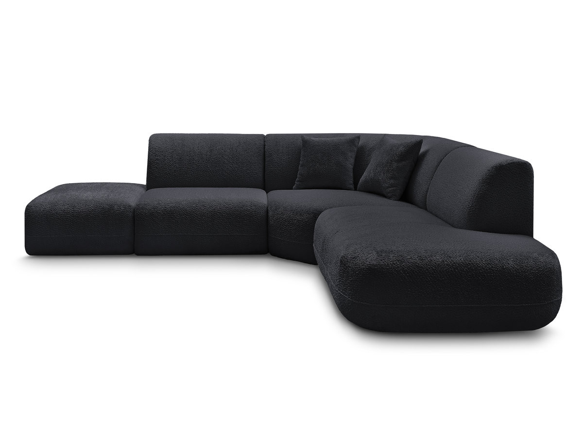 Bobochic Anda Ecksofa 279 × 264 cm Chenille Schwarz Ecke rechts