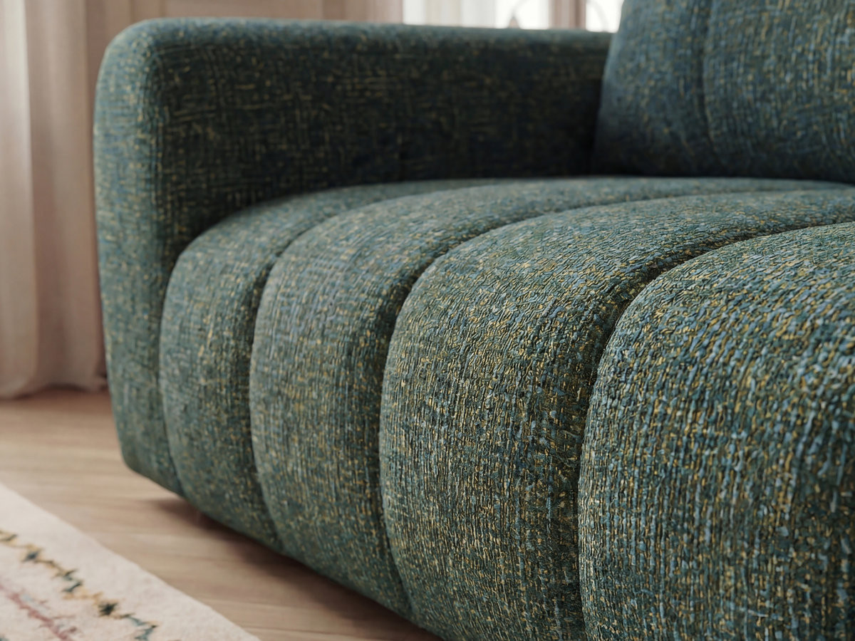Bobochic Nesty Ecksofa in L-Form, 256 cm Melange-Stoff Dunkelgrün Ecke rechts