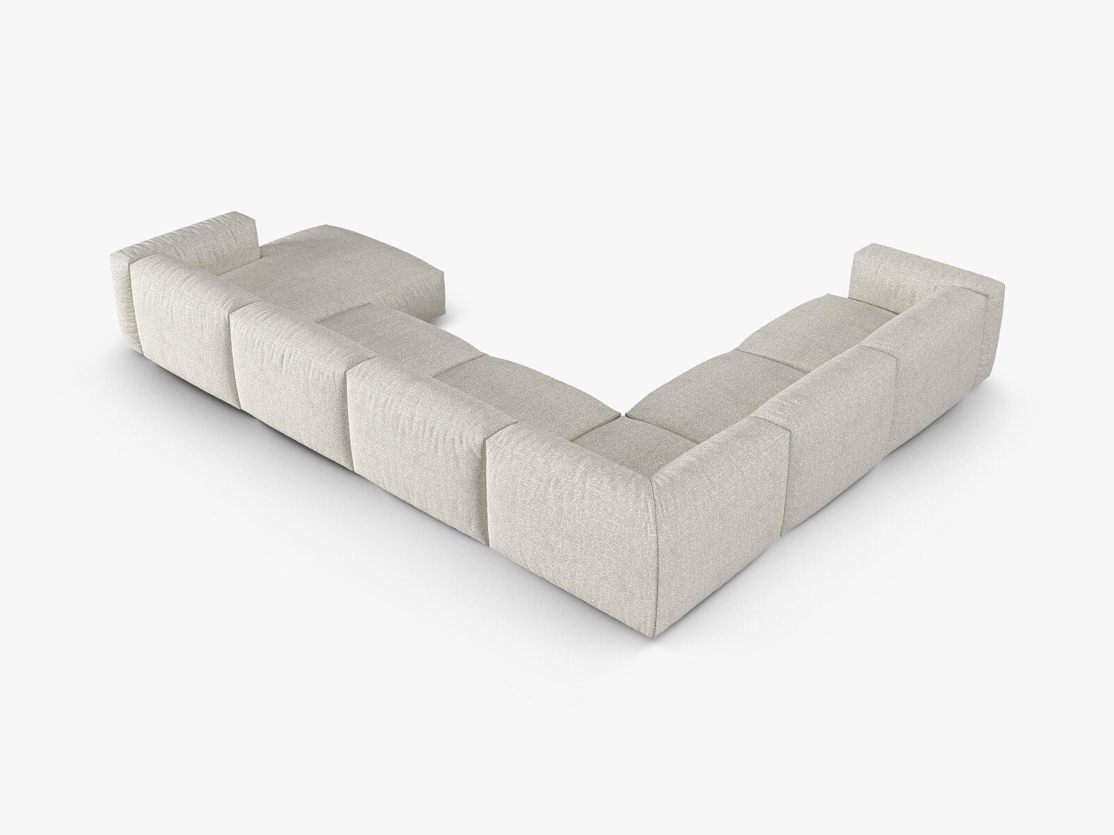 Micadoni modulares Ecksofa XL Martina 6-Sitzer 90cm Sitztiefe Links Boucle Monet Grau Beige Melange