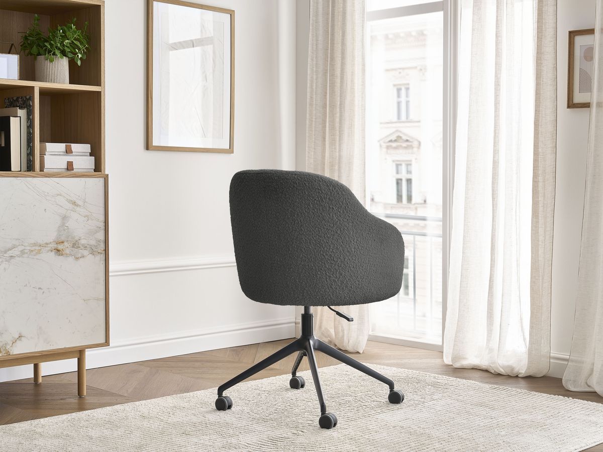 Bobochic Sophie Bürostuhl Bouclé-Stoff Dunkelgrau
