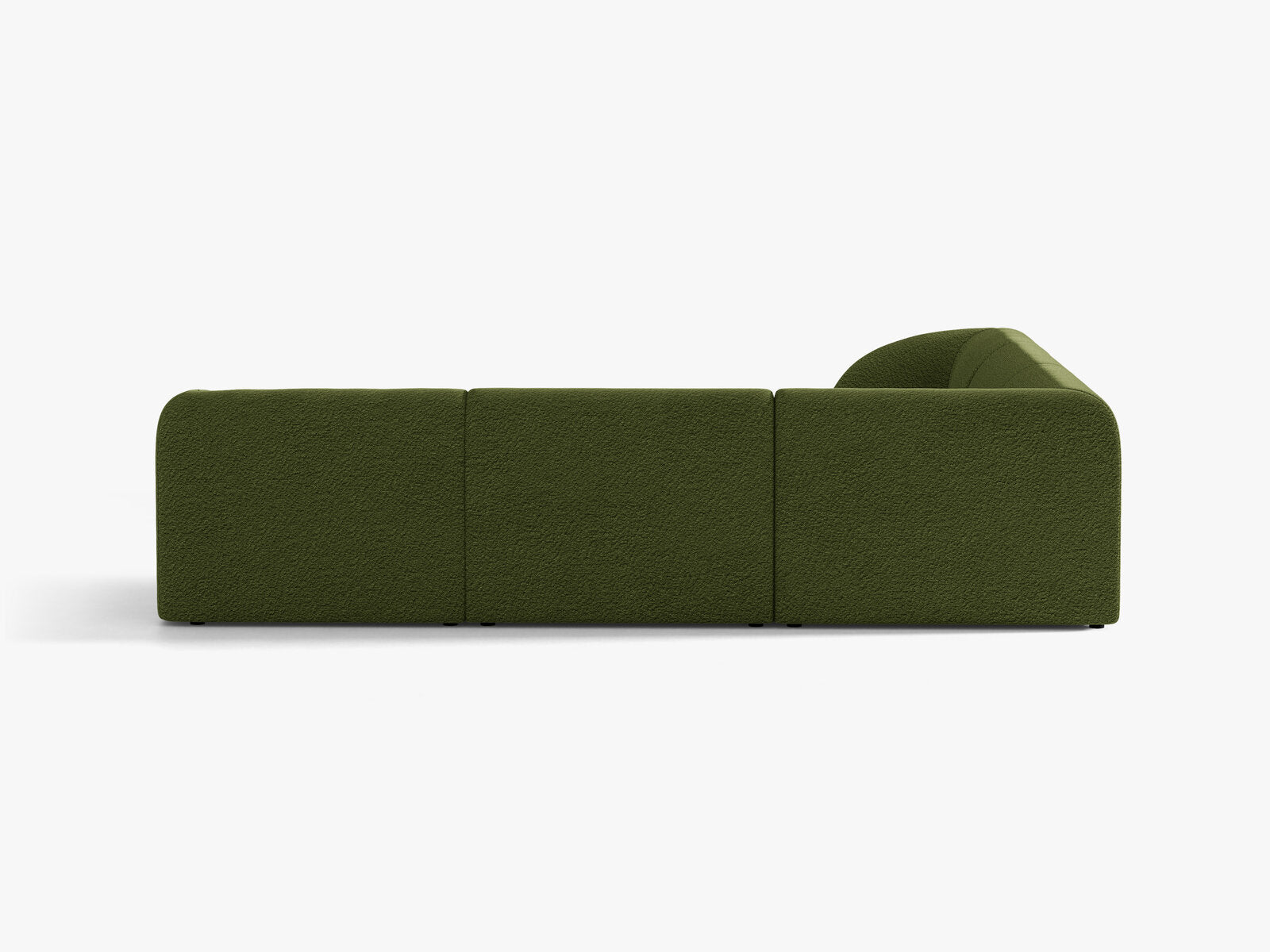 Micadoni 5-Sitzer Symmetrisches Ecksofa Miley Boucle Baloo Dunkel-Olivgrün