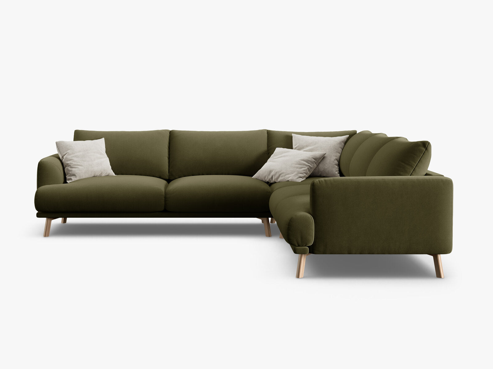 Micadoni symmetrisches Ecksofa Naomi 5-Sitzer Samt Salvador Grün