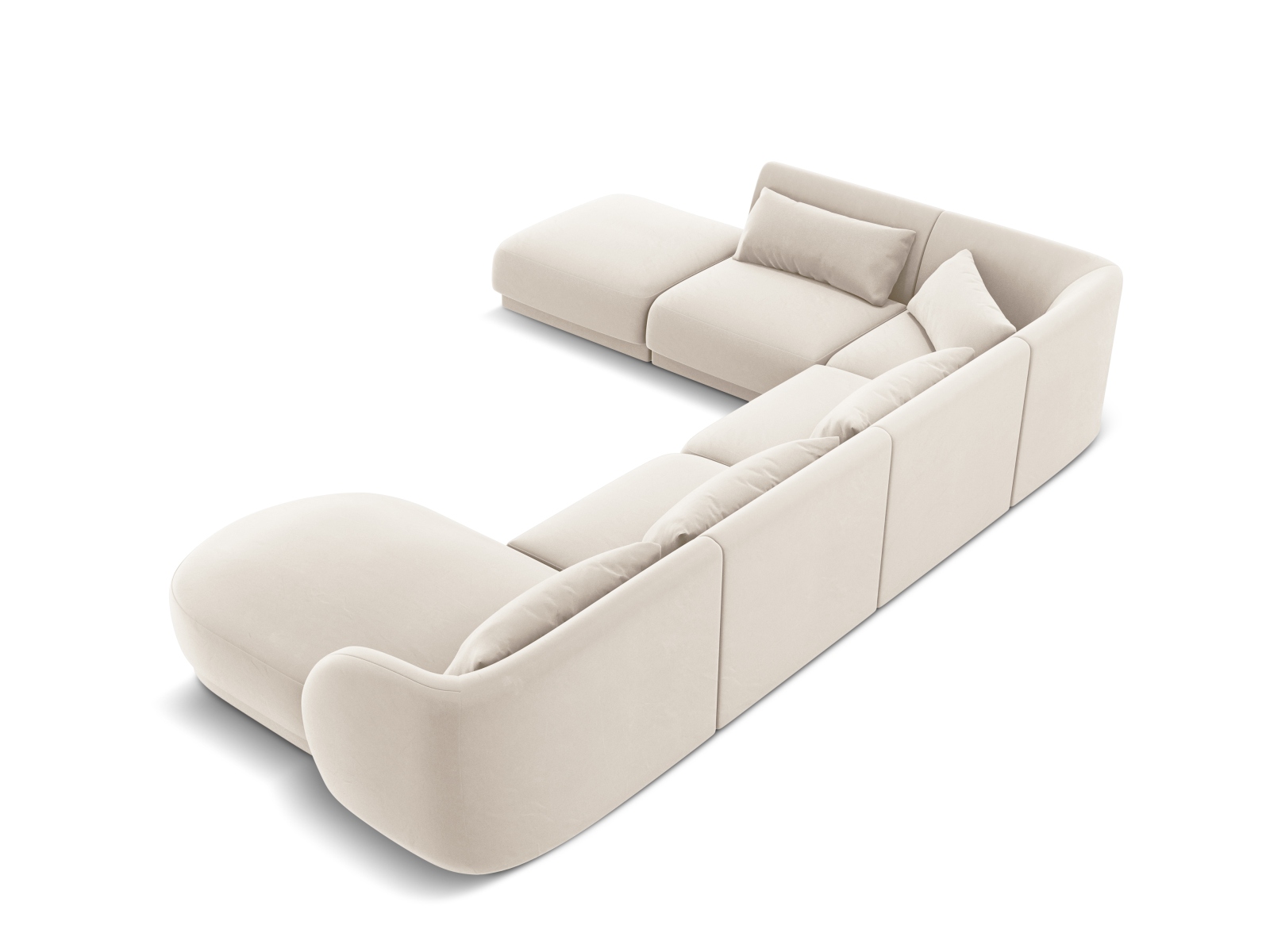 Cosmopolitan Design Panoramasofa Tulum 6-Sitzer Samt Bluvel Helles Beige Links