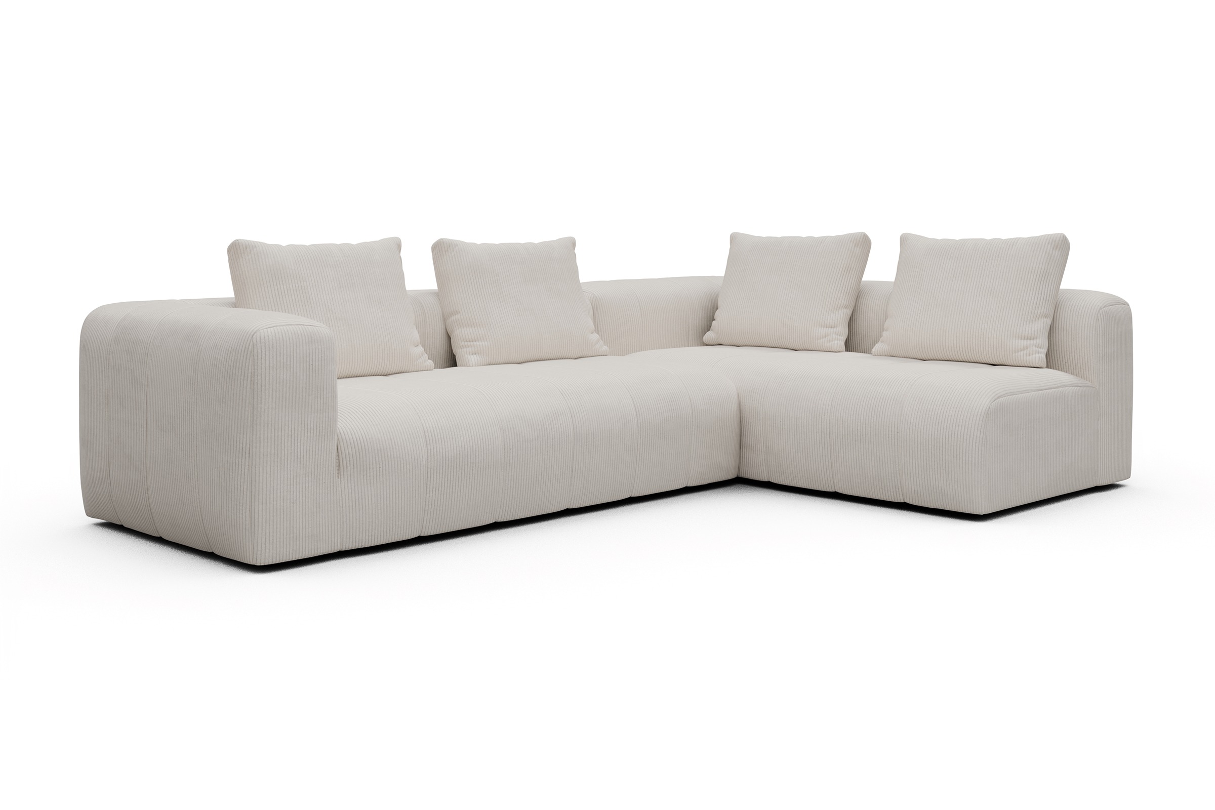 Ecksofa Hugo 2x 2,5-Sitzer Armlehne links Corduroy-Ivory