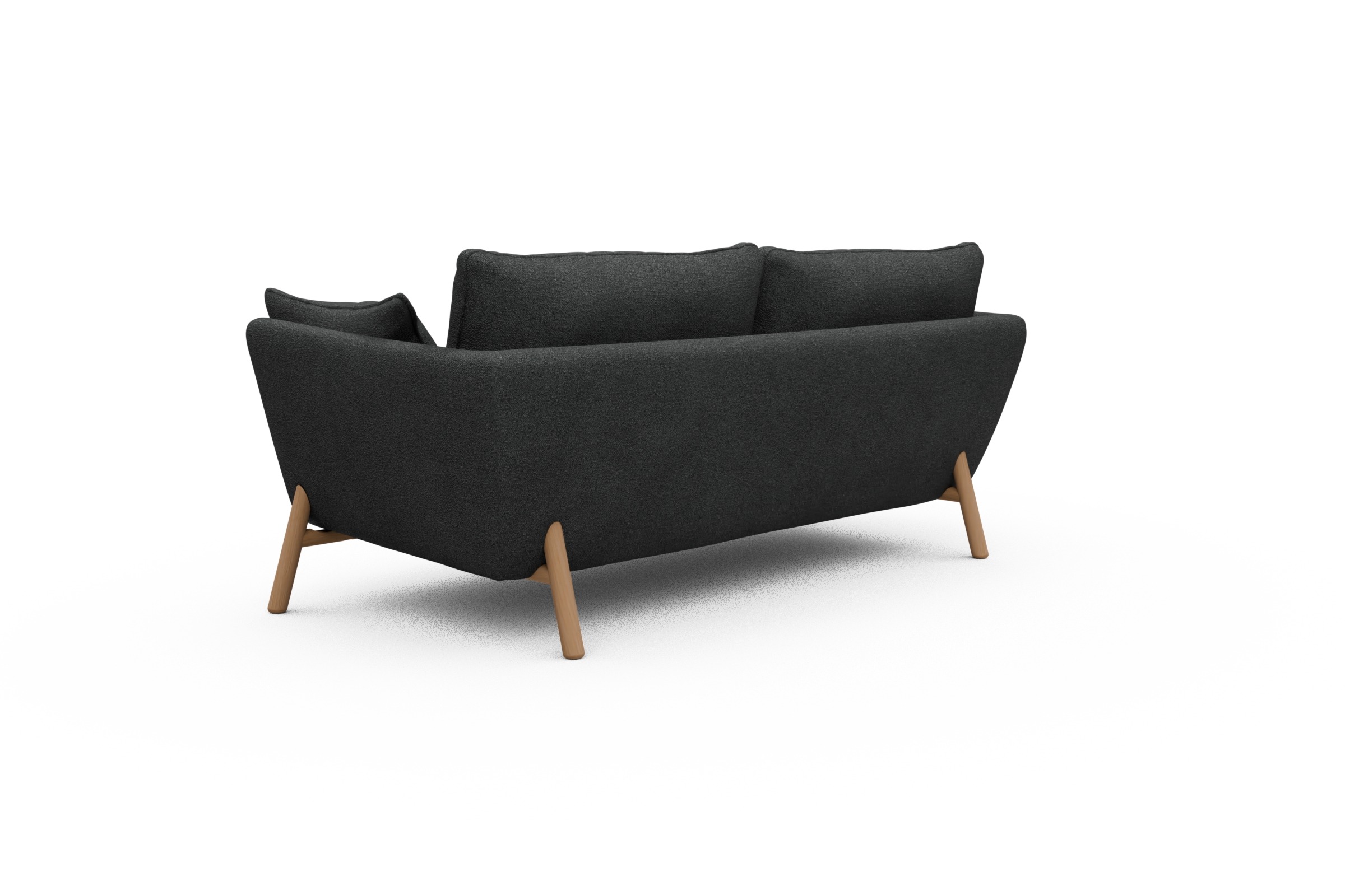 Sofa Emil 2-Sitzer Beinfarbe Eiche Natur Boucle-Charcoal