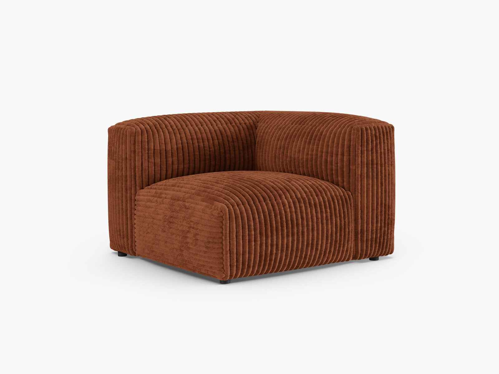 Micadoni symmetrisches Eckmodul Martina 1-Sitzer 90cm Sitztiefe Kord Tilia Ziegel