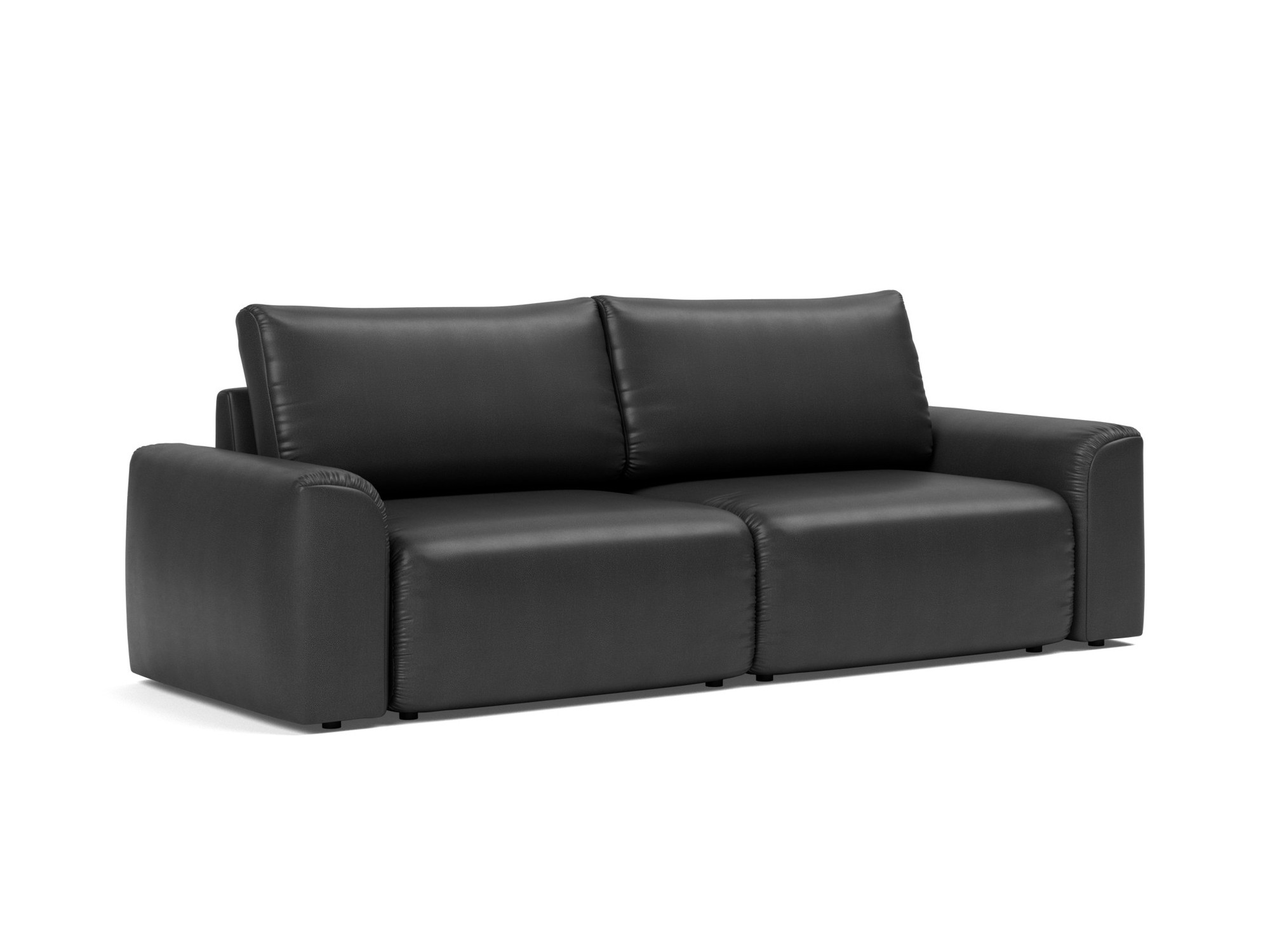 Schlafsofa Norum mit Chunky-Armlehnen Lederoptik Faunal 550-Black