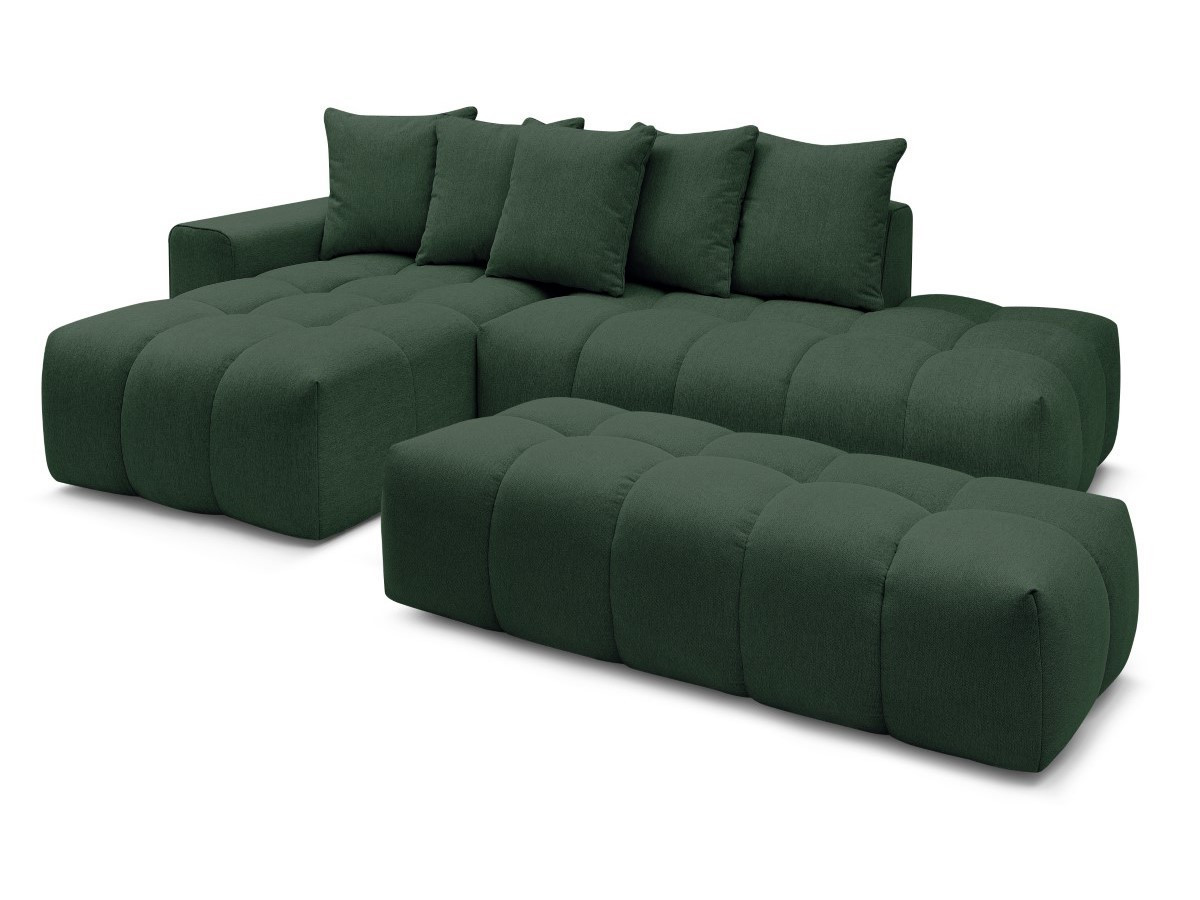 Bobochic Mont-blanc Ecksofa mit Pouf Melange-Stoff Grün Ecke rechts