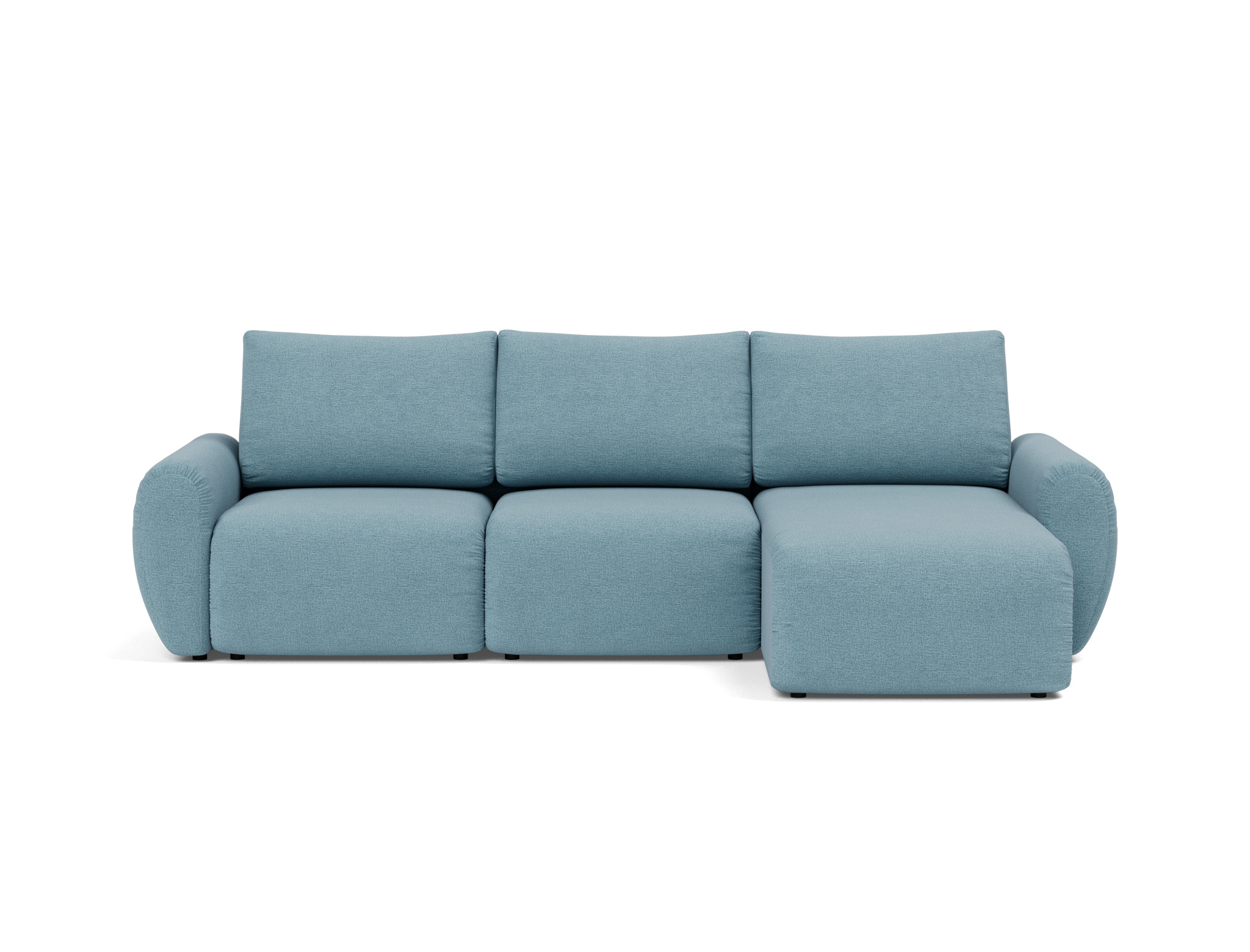 Schlafsofa Norum mit Chaiselongue und Curve-Armlehnen Flachgewebe Mixed Dance 525-Light-Blue