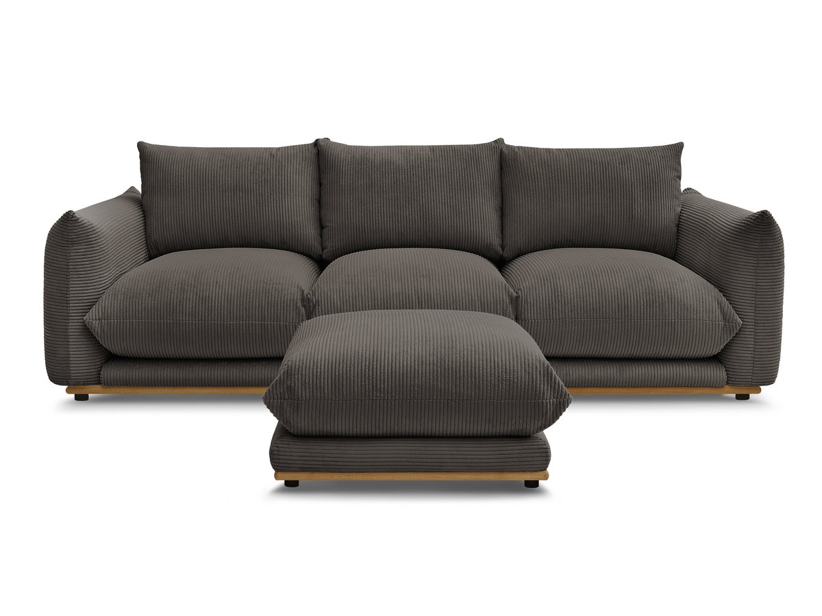 Bobochic Ernest Sofa 3-Sitzer mit Pouf 266 × 106 cm Cordsamt Taupe