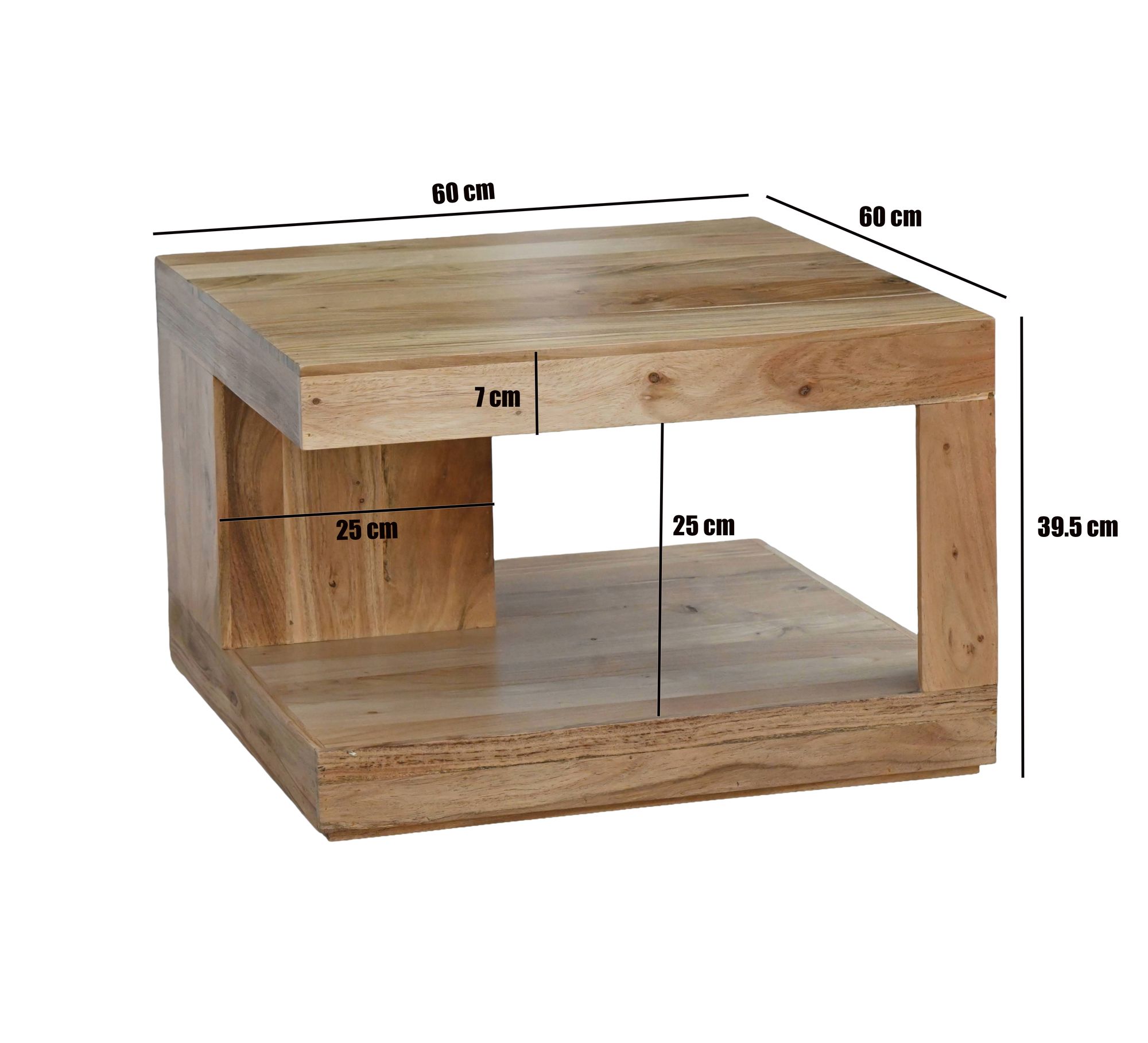 Couchtisch Valldal Massivholz Akazie 60 × 60 × 39,5 cm