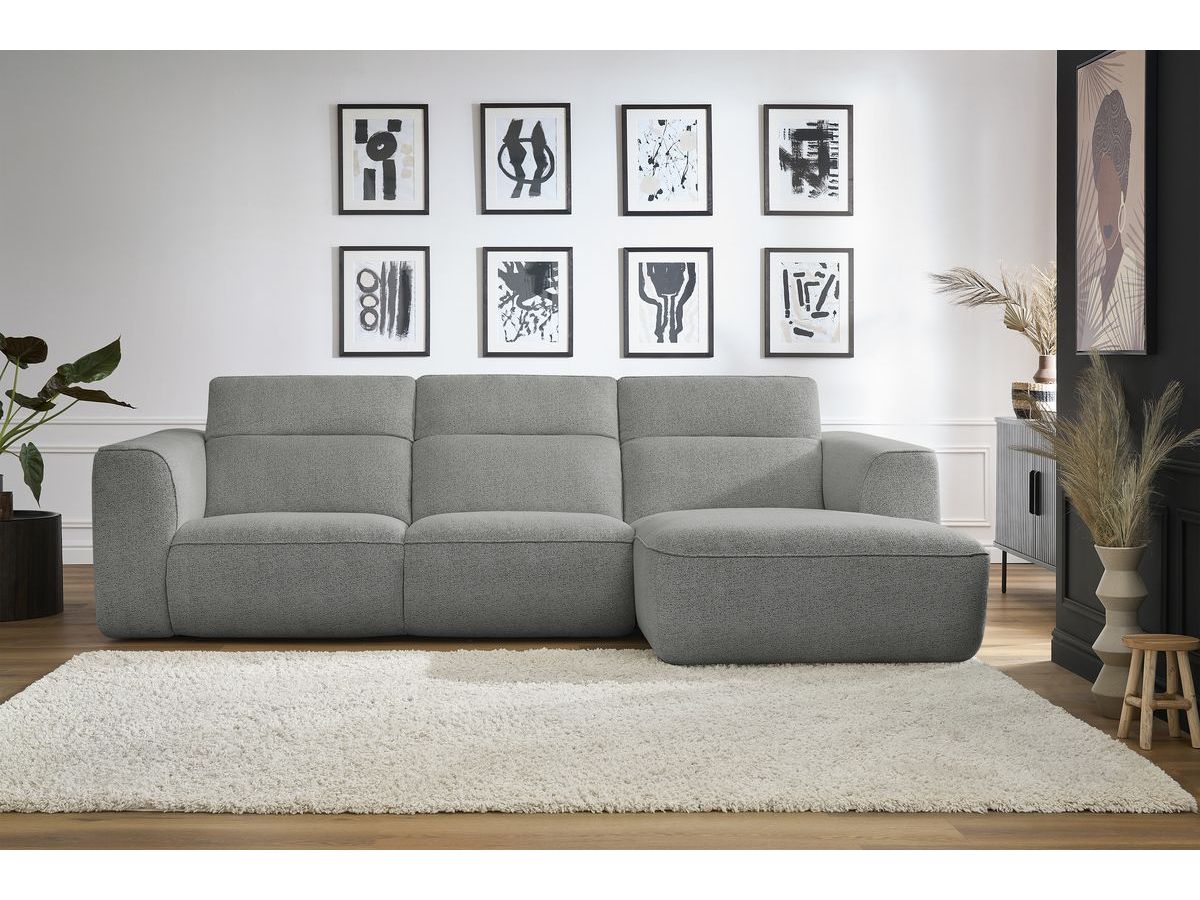 Bobochic William Ecksofa Melange-Stoff Hellgrau Ecke rechts