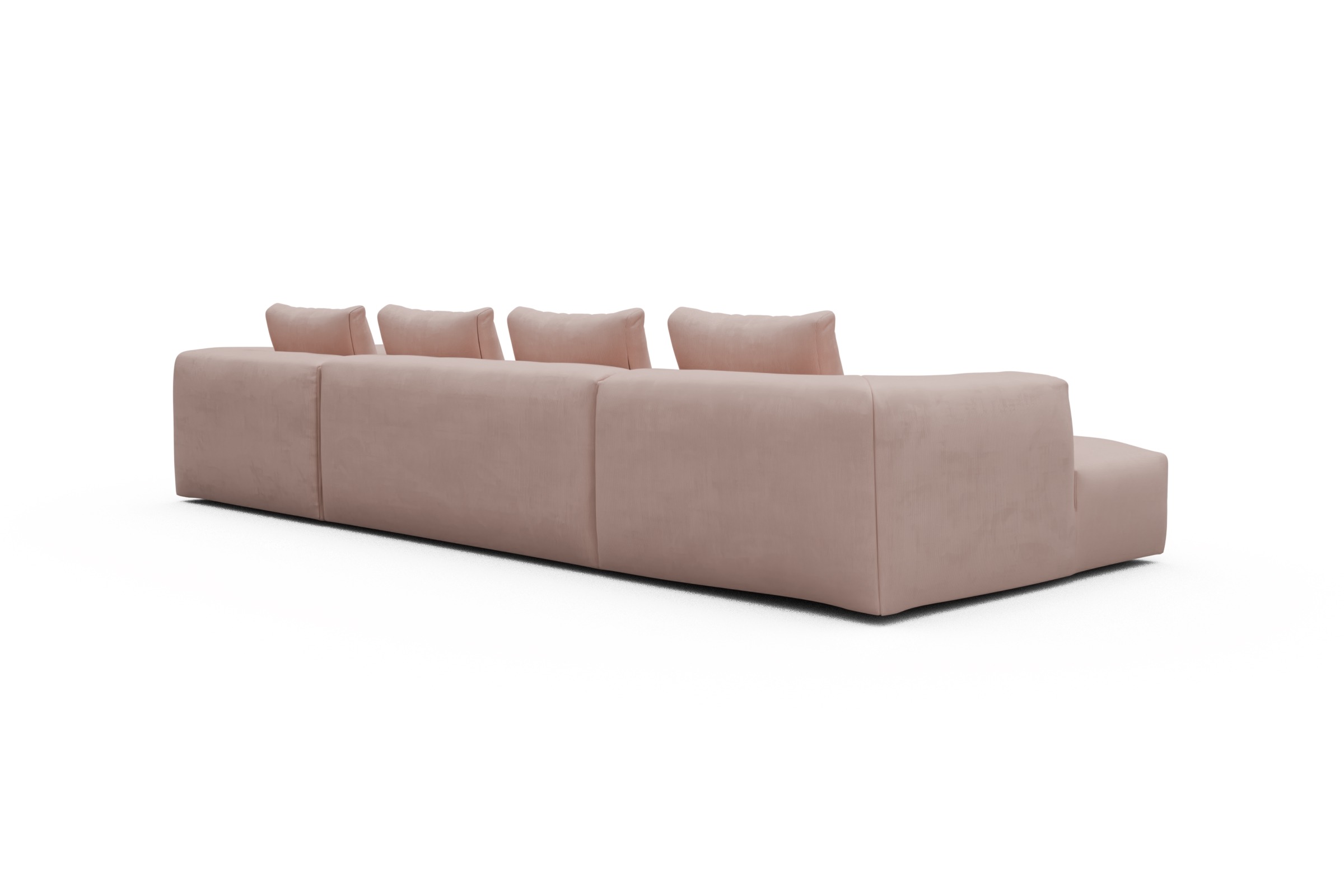 Wohnlandschaft Fred Relax-Ecke rechts mit 2-Sitzer und Chaiselongue links Kord Cordufine 312-Blush