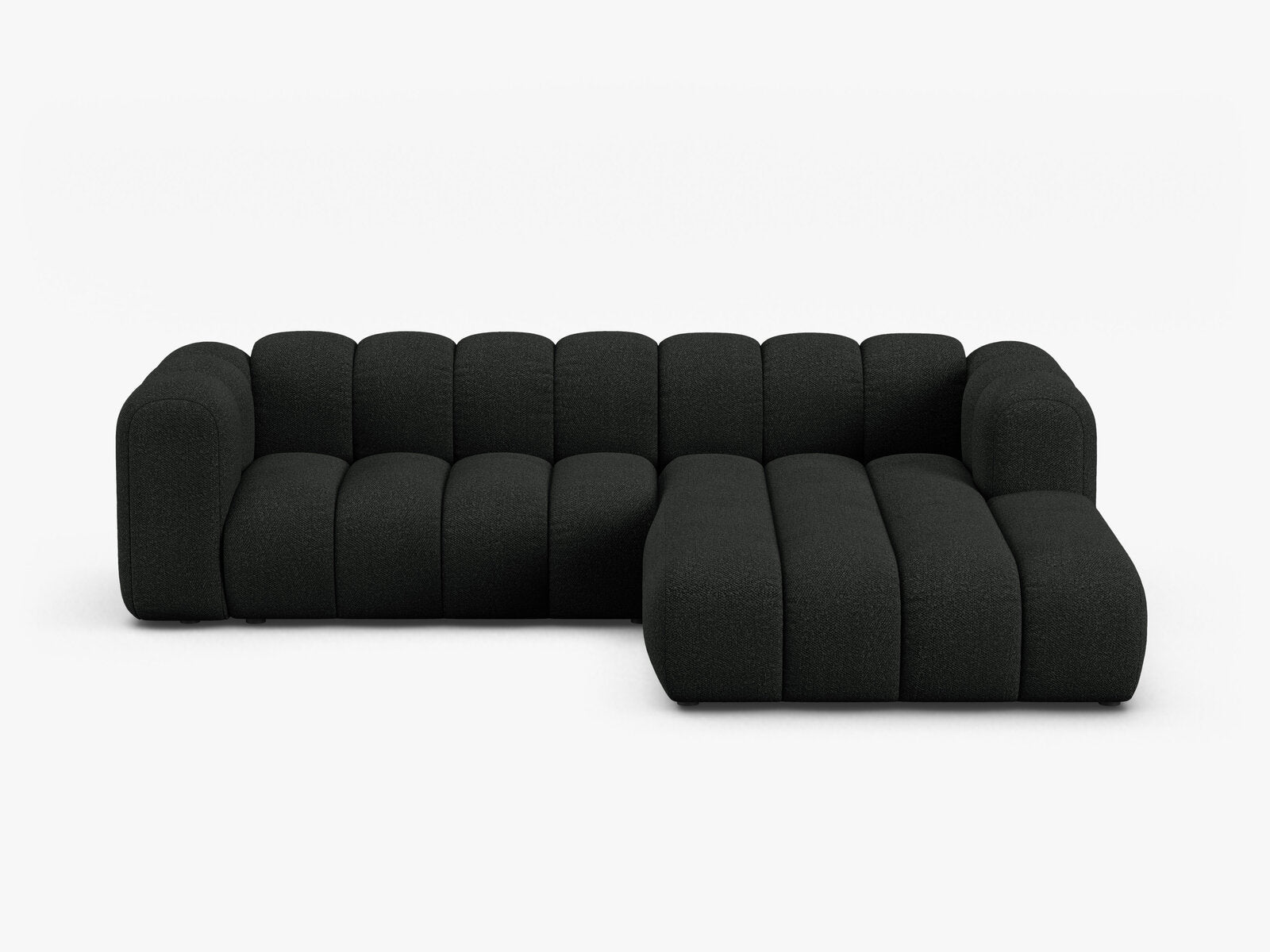 Micadoni Modulares Ecksofa Lupine 4-Sitzer mittelgroß Rechts Boucle Baloo Schwarz