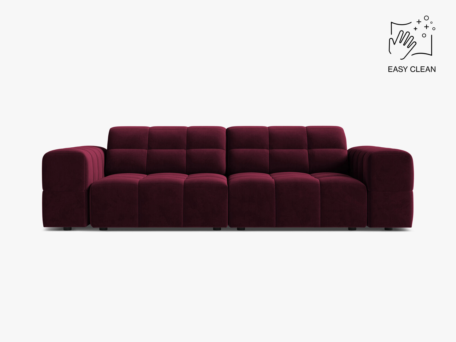 Micadoni Sofa Jennifer 3-Sitzer Samt Venus Burgunder