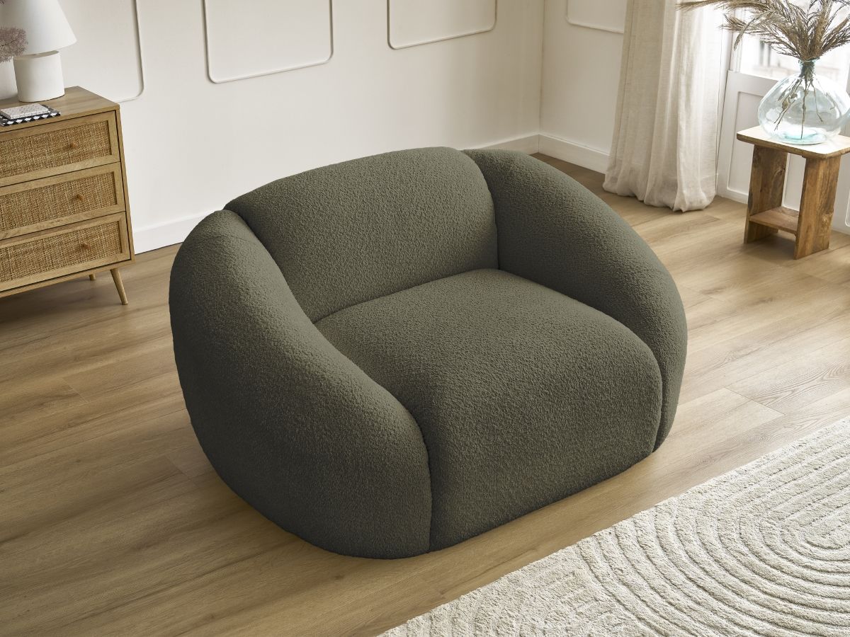 Bobochic Tina Sessel Bouclé-Stoff Grün