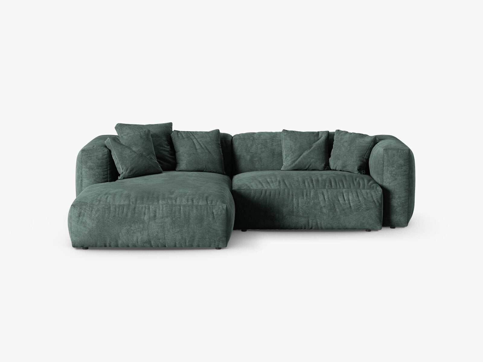 Micadoni Ecksofa Martina 2-Sitzer 90cm Sitztiefe Links Samt Vogue Petrol