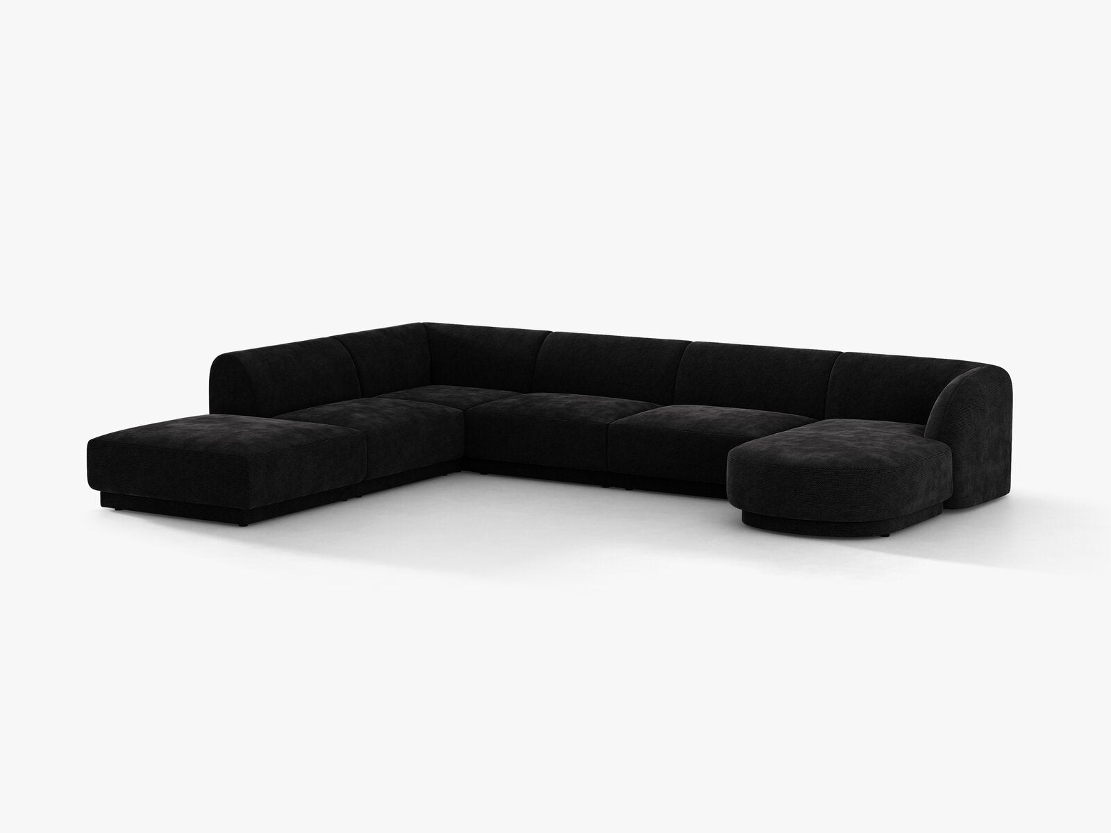 Micadoni Panorama-Ecksofa Miley 6-Sitzer Links Chenille Haga Schwarz