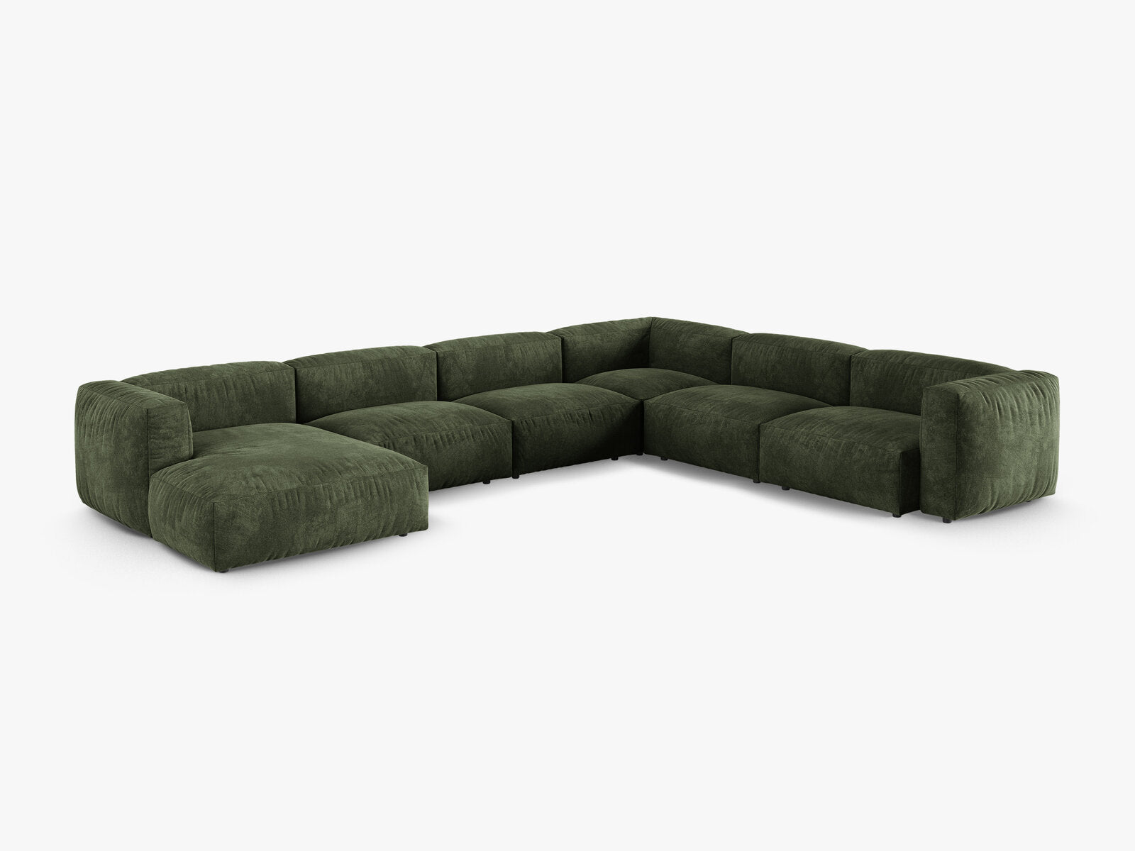 Micadoni modulares Ecksofa XL Martina 6-Sitzer 90cm Sitztiefe Rechts Samt Vogue Grün